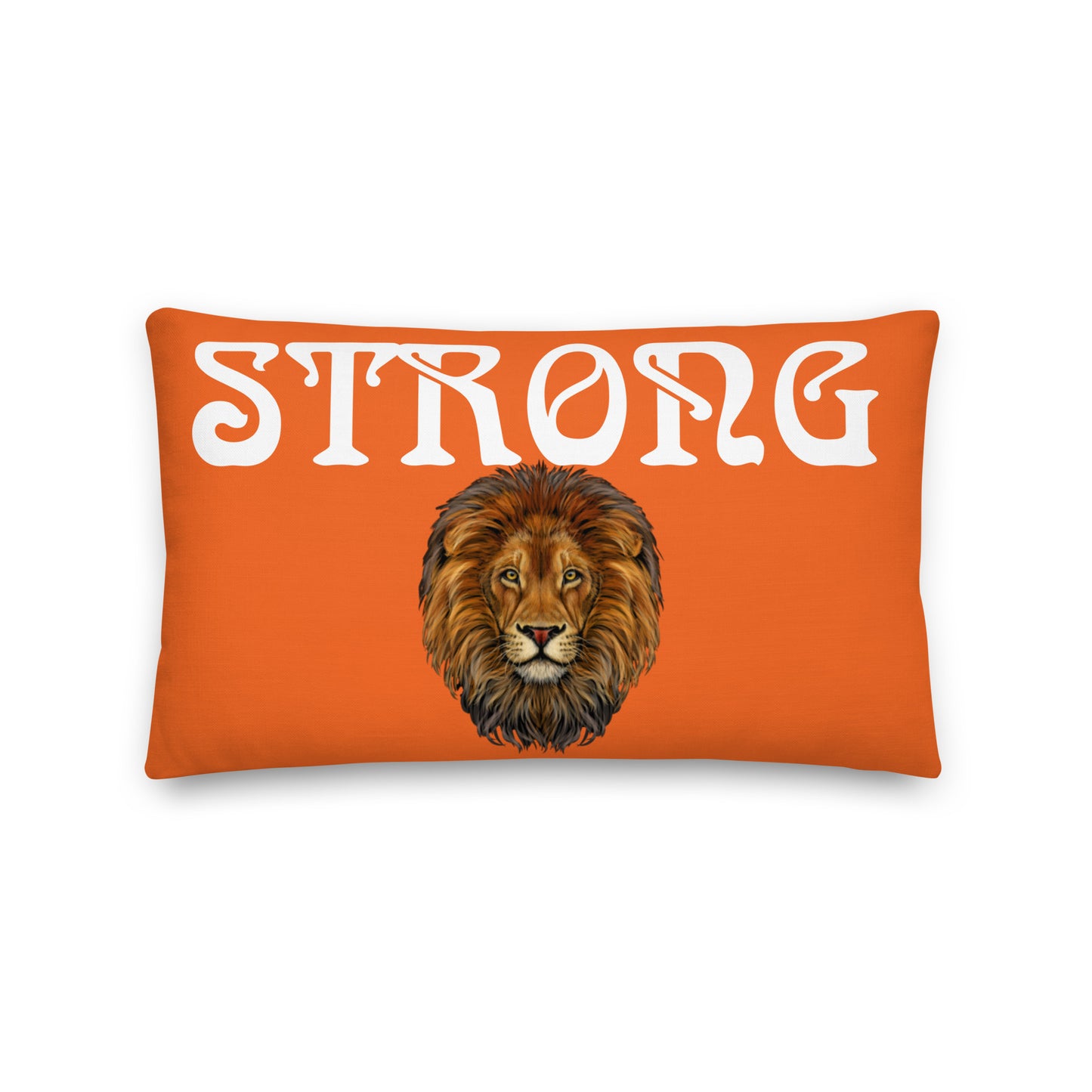 “STRONG”Orange Premium Pillow W/White Font