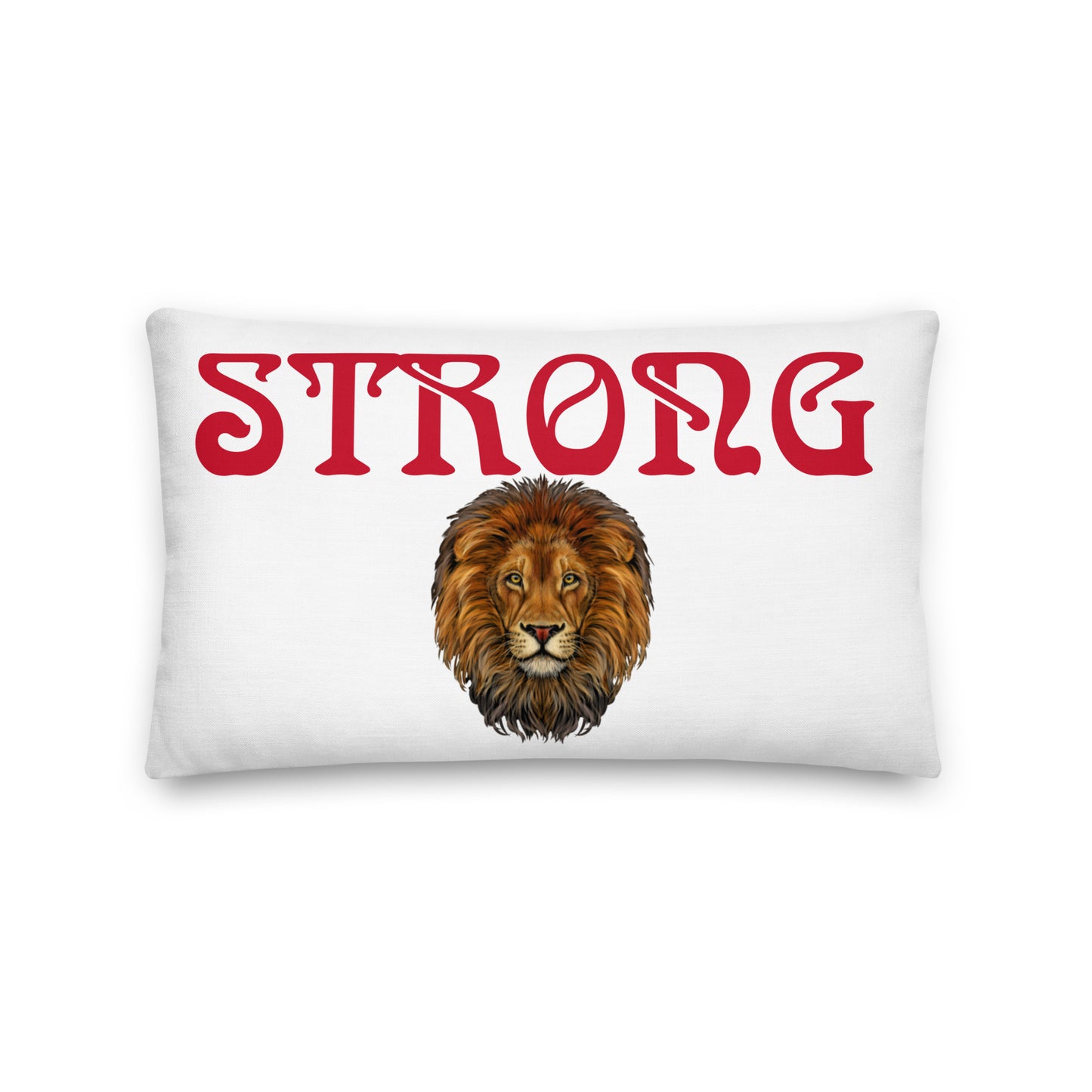 “STRONG”White Premium Pillow W/Red Font