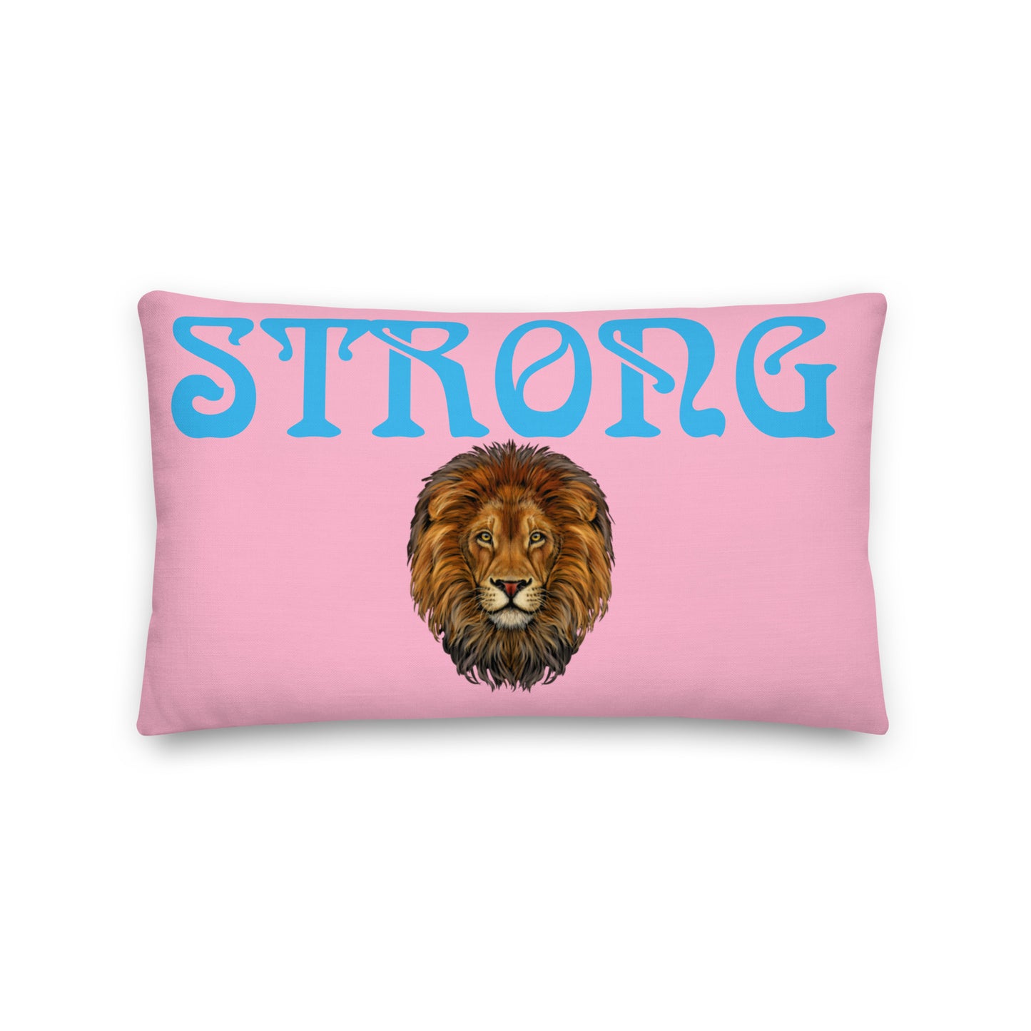 “STRONG”Cotton Candy Premium Pillow W/SkyBlue Font