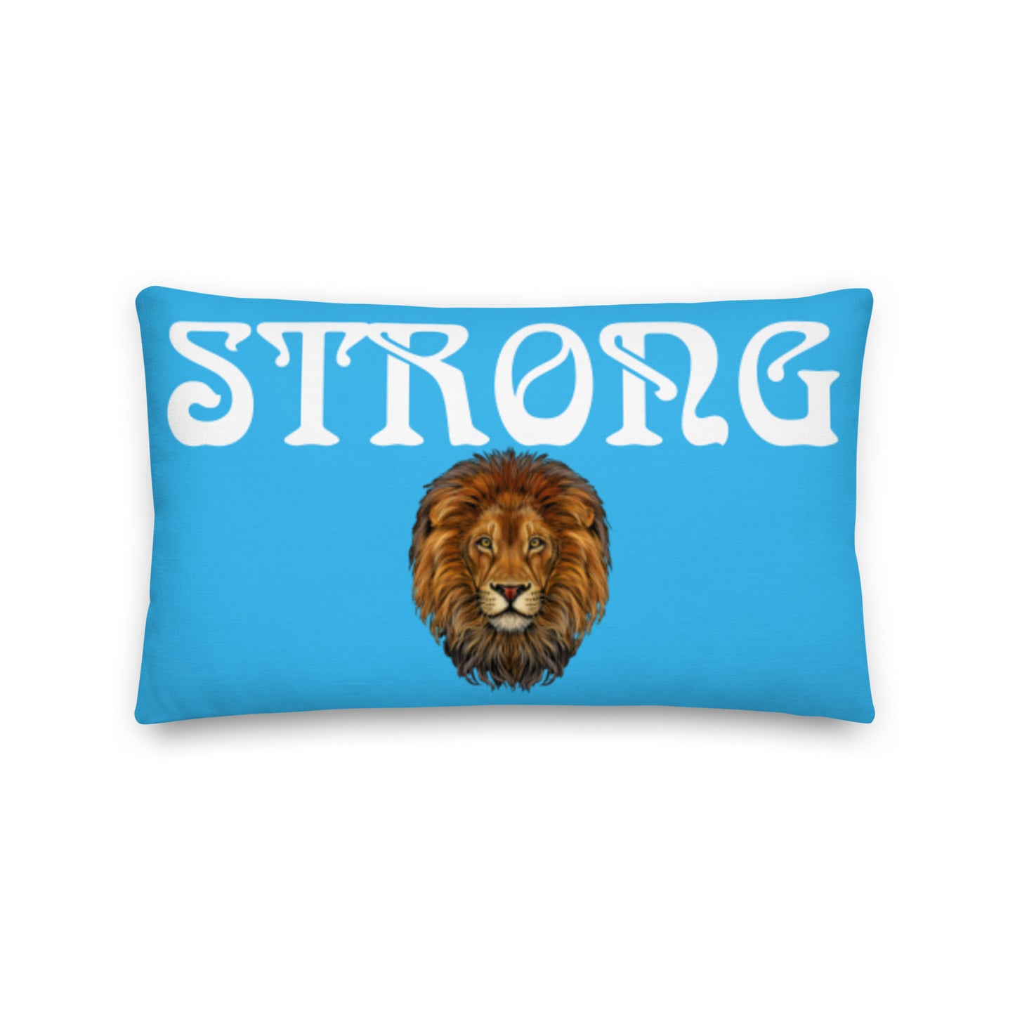 “STRONG”SkyBlue Premium Pillow W/White Font