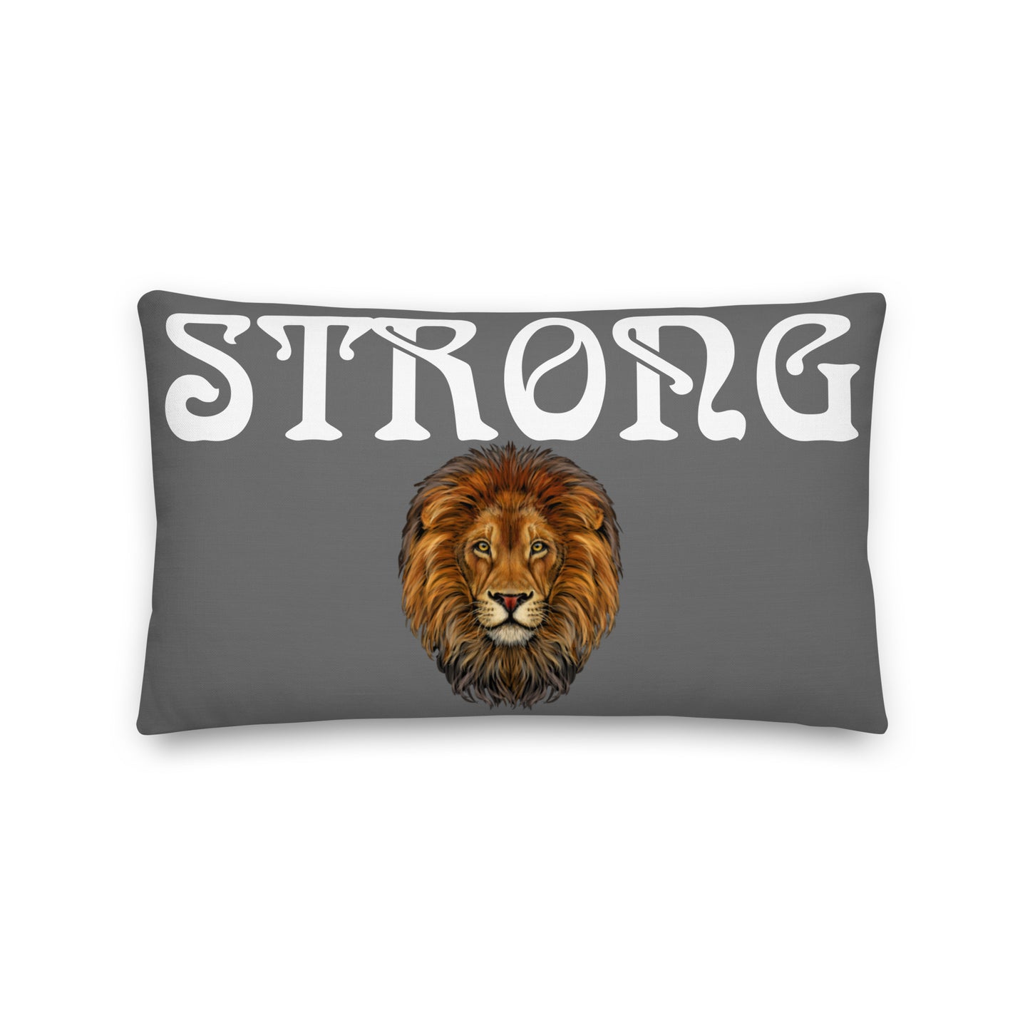 “STRONG”Grey Premium Pillow W/White Font