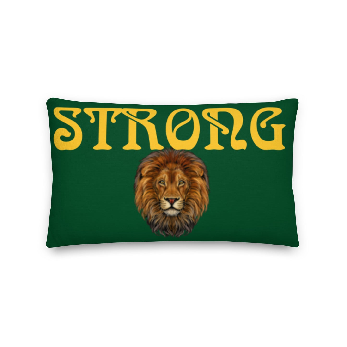 “STRONG”Green Premium Pillow W/Yellow Font