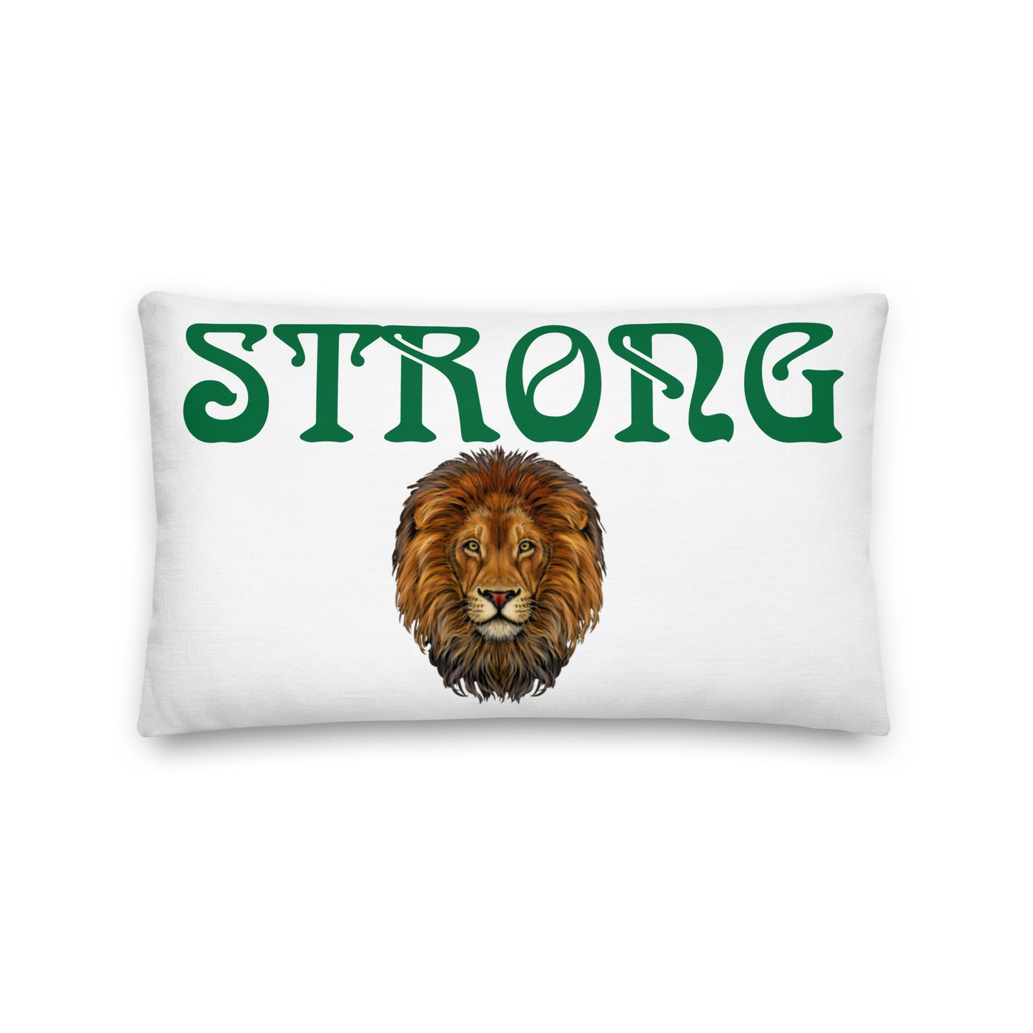 “STRONG”WHITE Premium Pillow W/Green Font