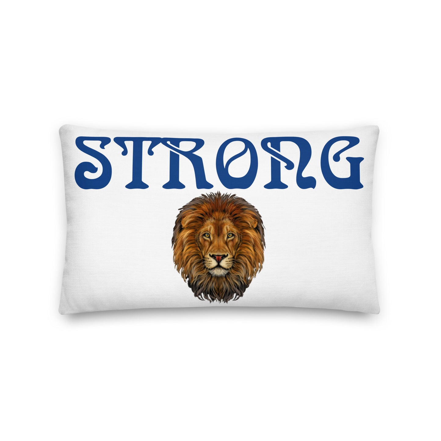 “STRONG”WHITE Premium Pillow W/Blue Font