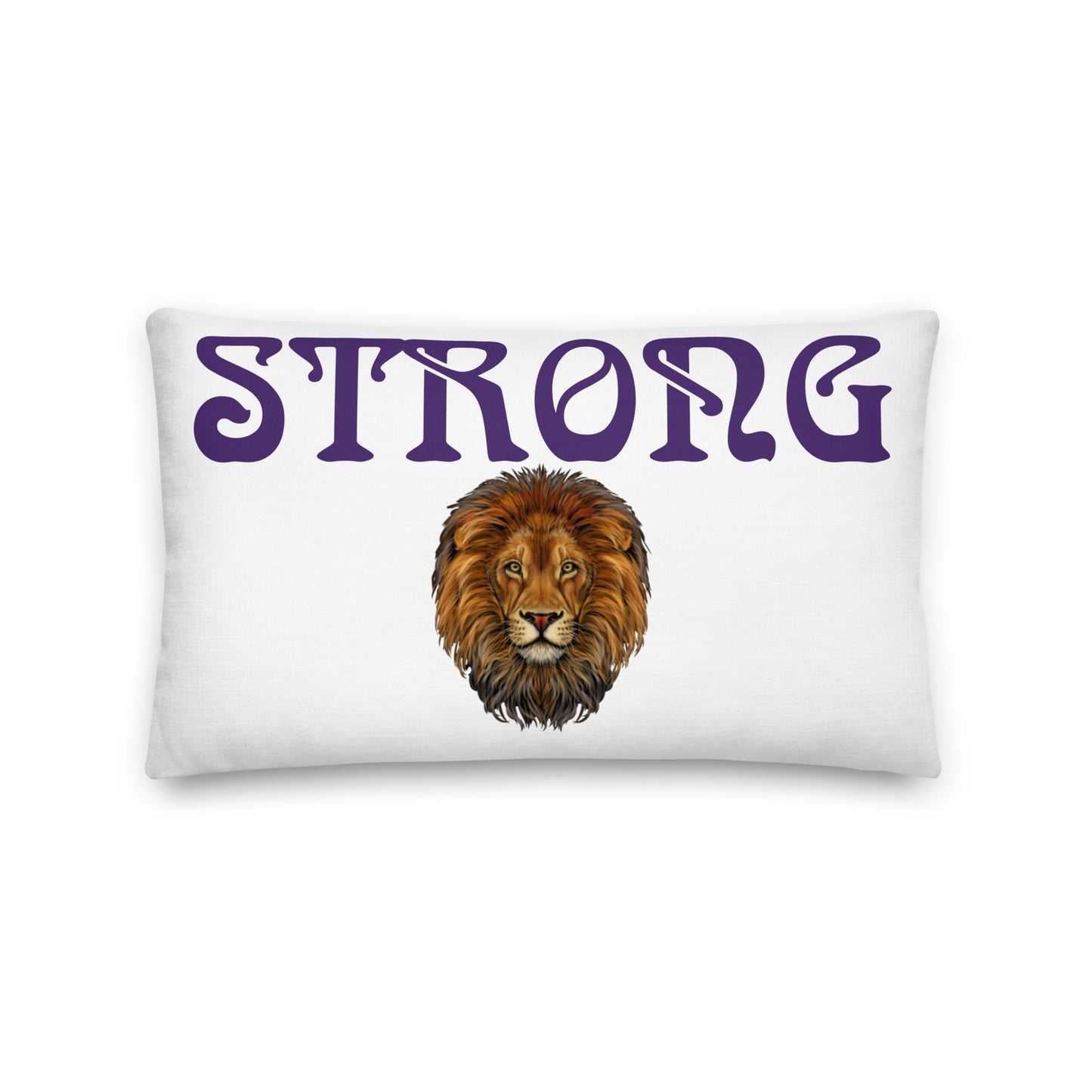 “STRONG”WHITE Premium Pillow W/Purple Font