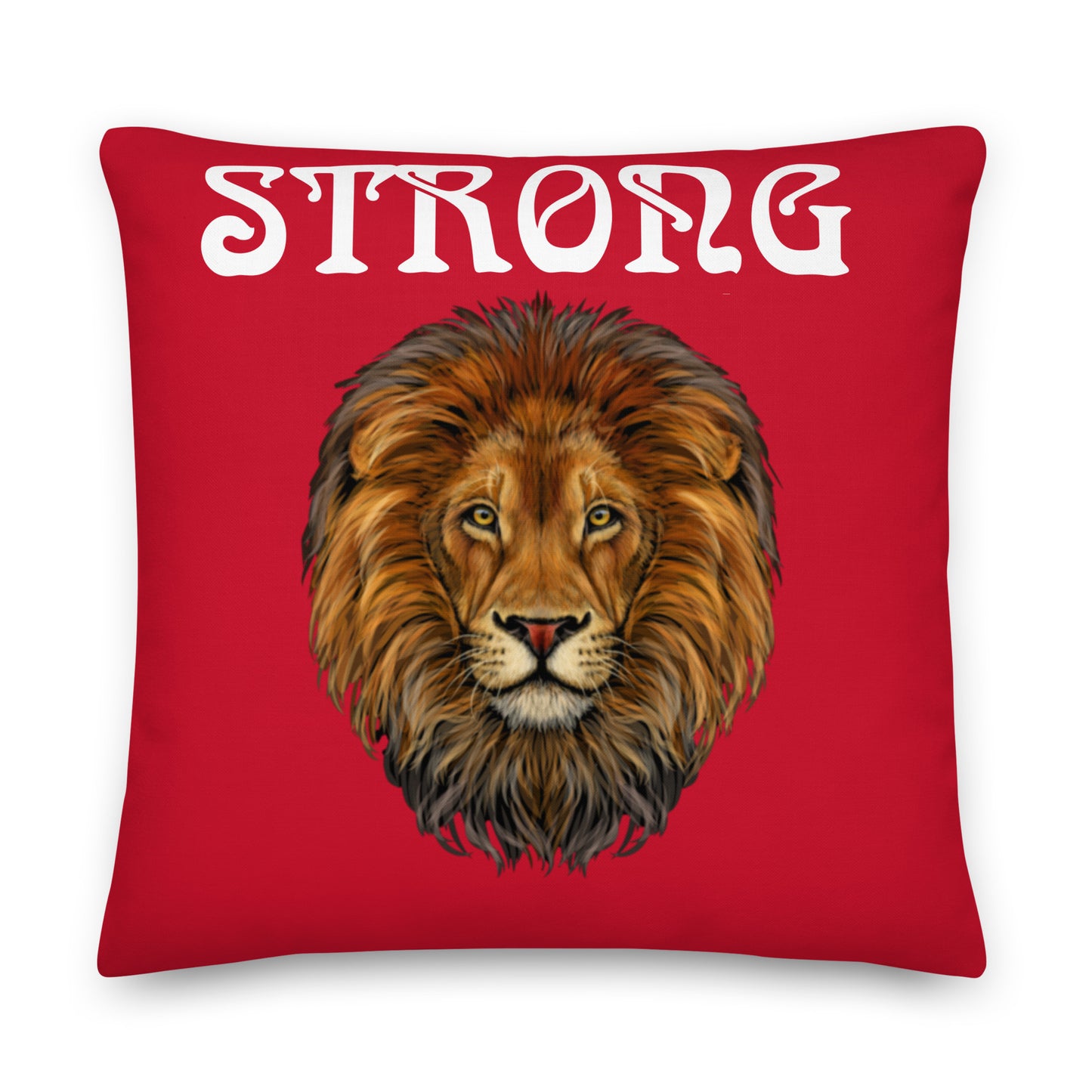 “STRONG”Red Premium Pillow W/White Font