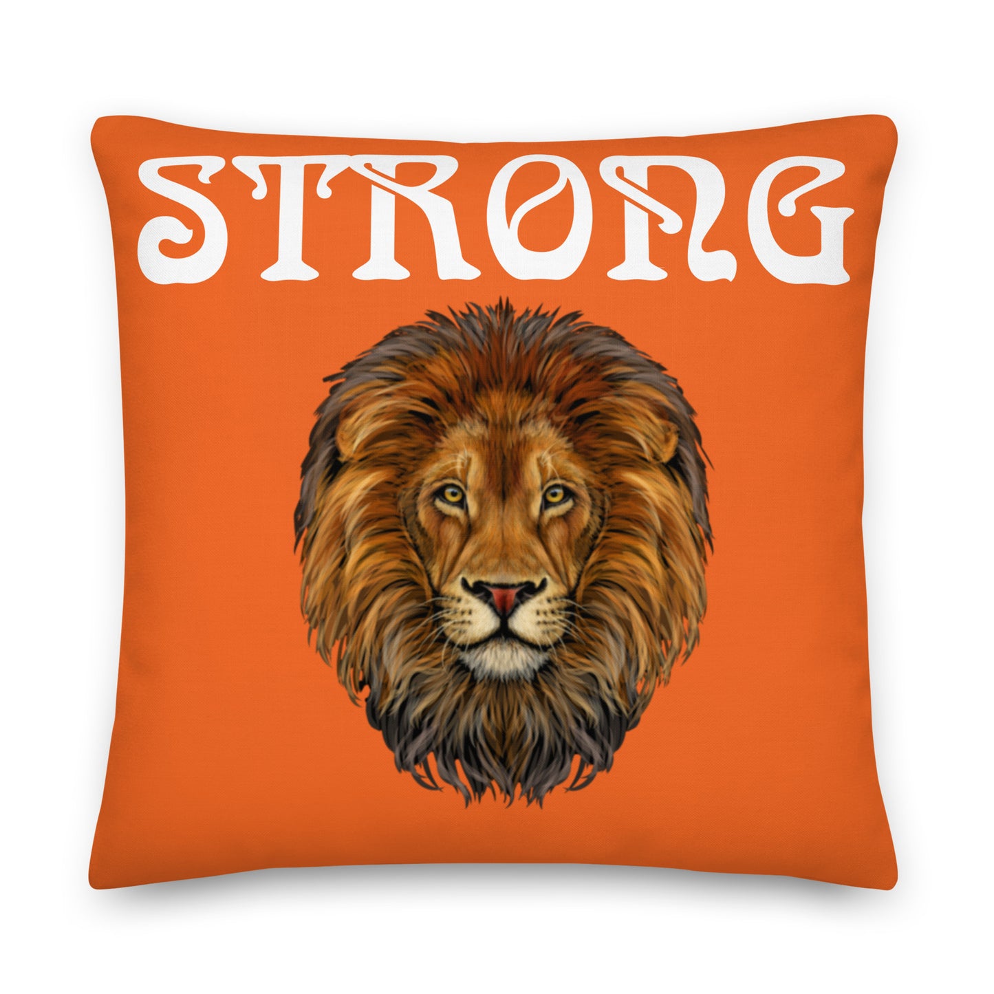 “STRONG”Orange Premium Pillow W/White Font