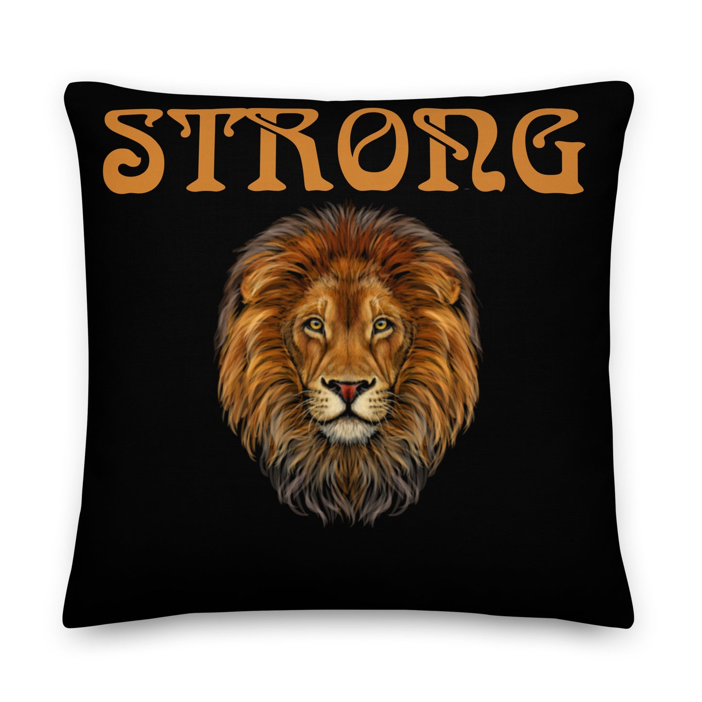 “STRONG”Black Premium Pillow W/Bronze Font