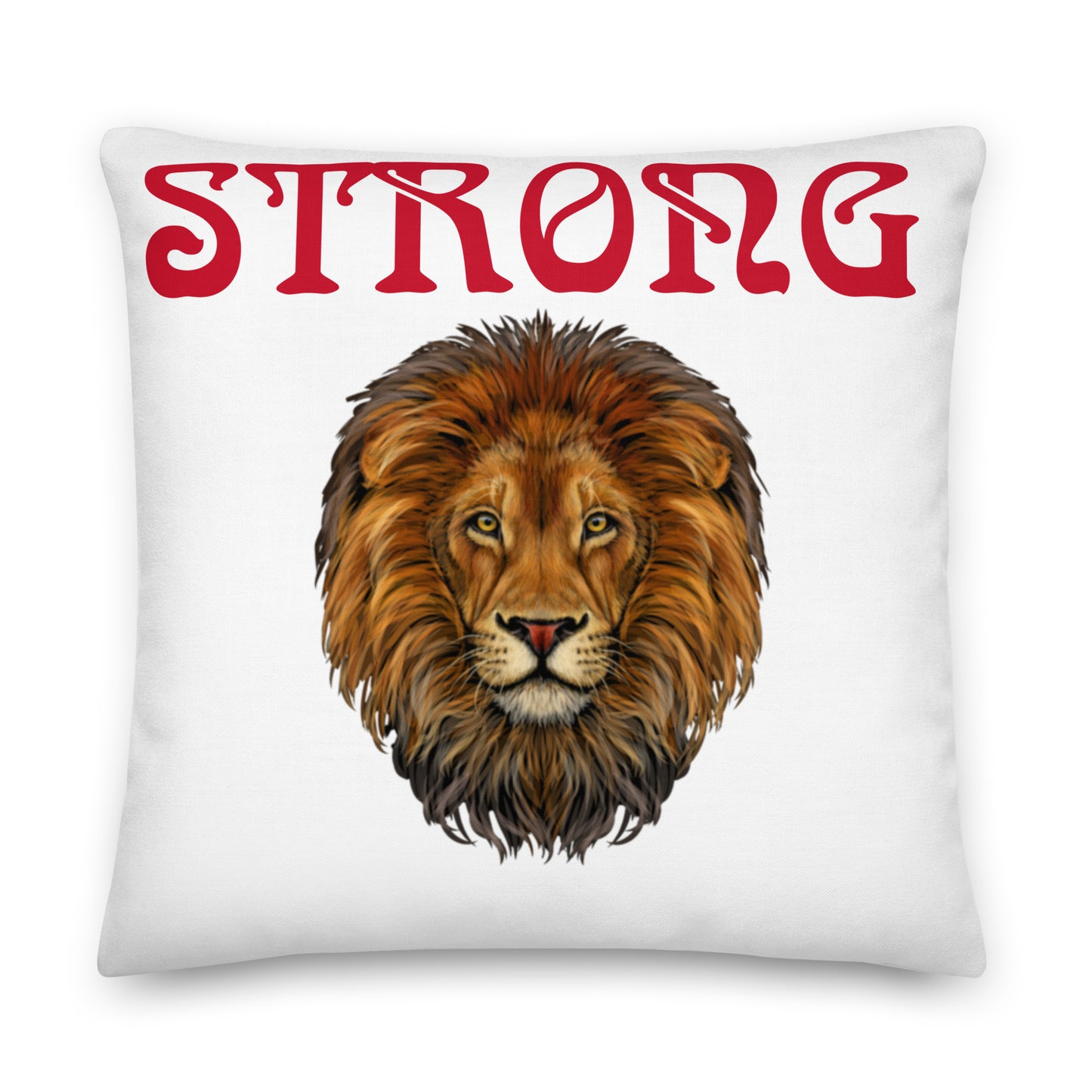 “STRONG”White Premium Pillow W/Red Font