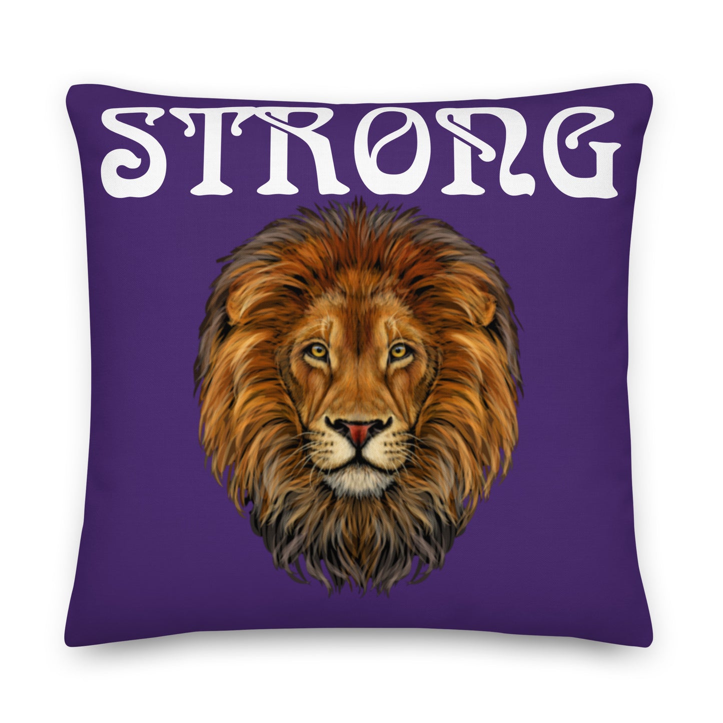 “STRONG”Purple Premium Pillow W/White Font