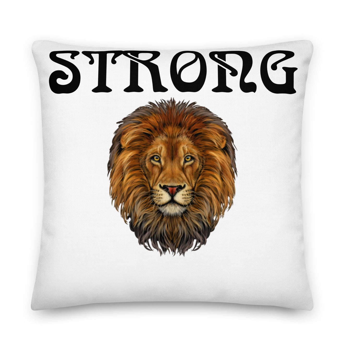 “STRONG”WHITE Premium Pillow W/Black Font