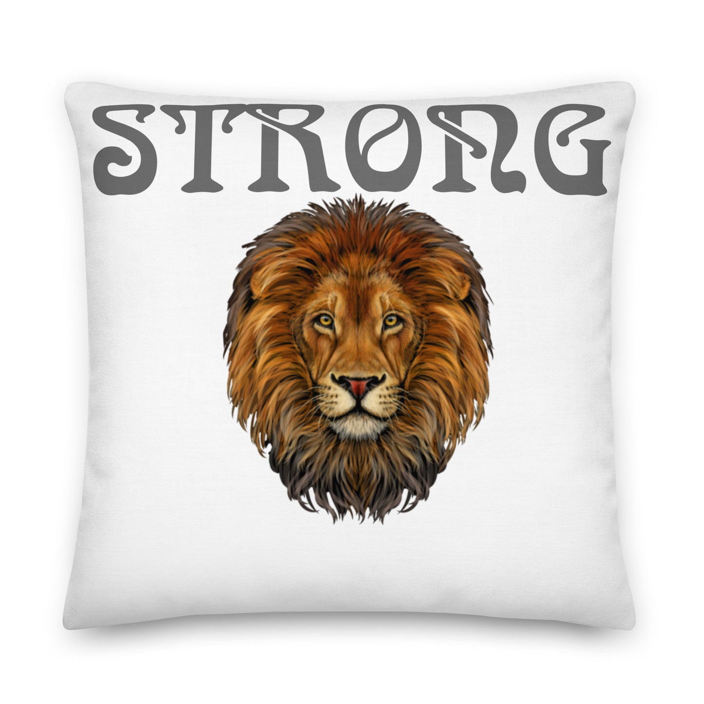 “STRONG”WHITE Premium Pillow W/Grey Font