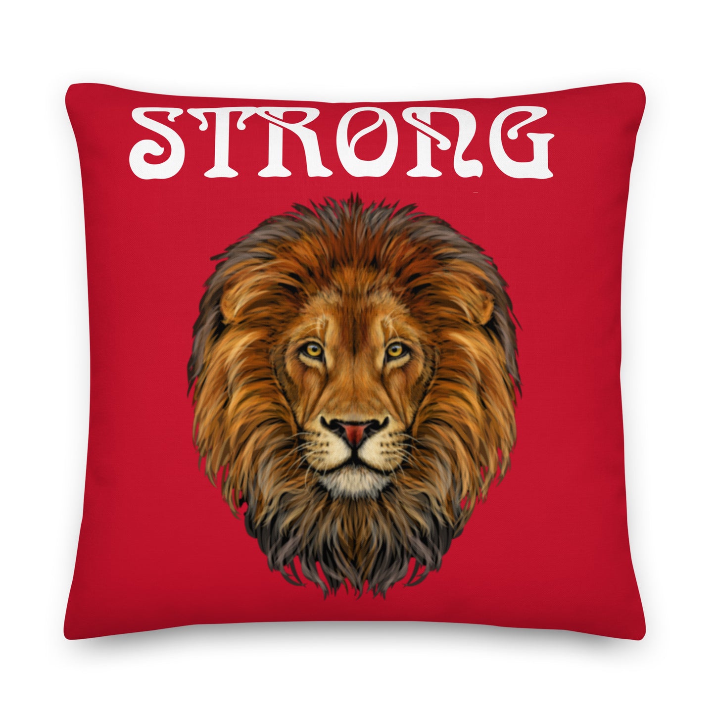 “STRONG”Red Premium Pillow W/White Font