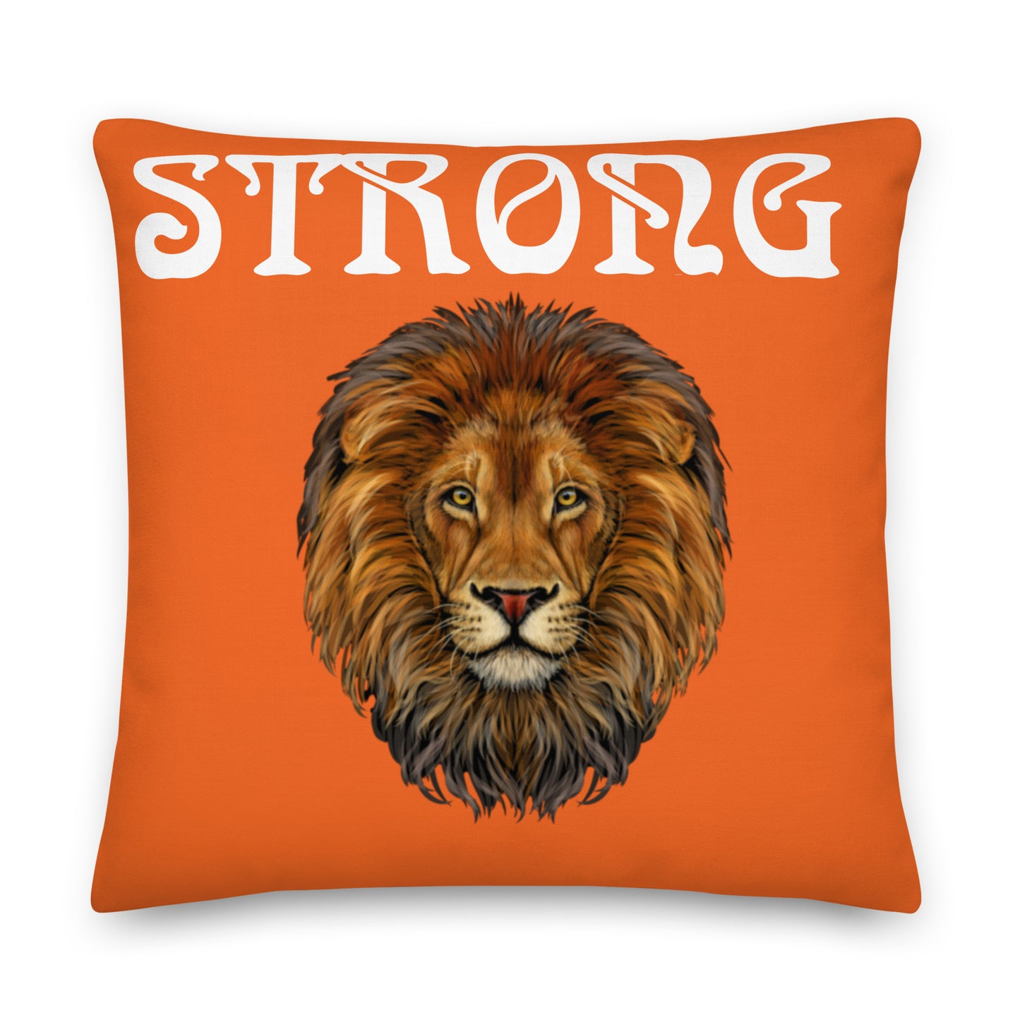 “STRONG”Orange Premium Pillow W/White Font