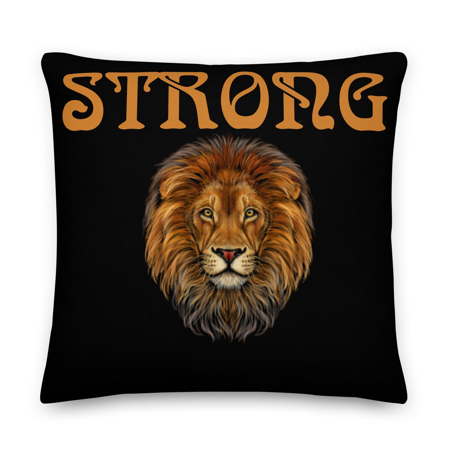 “STRONG”Black Premium Pillow W/Bronze Font