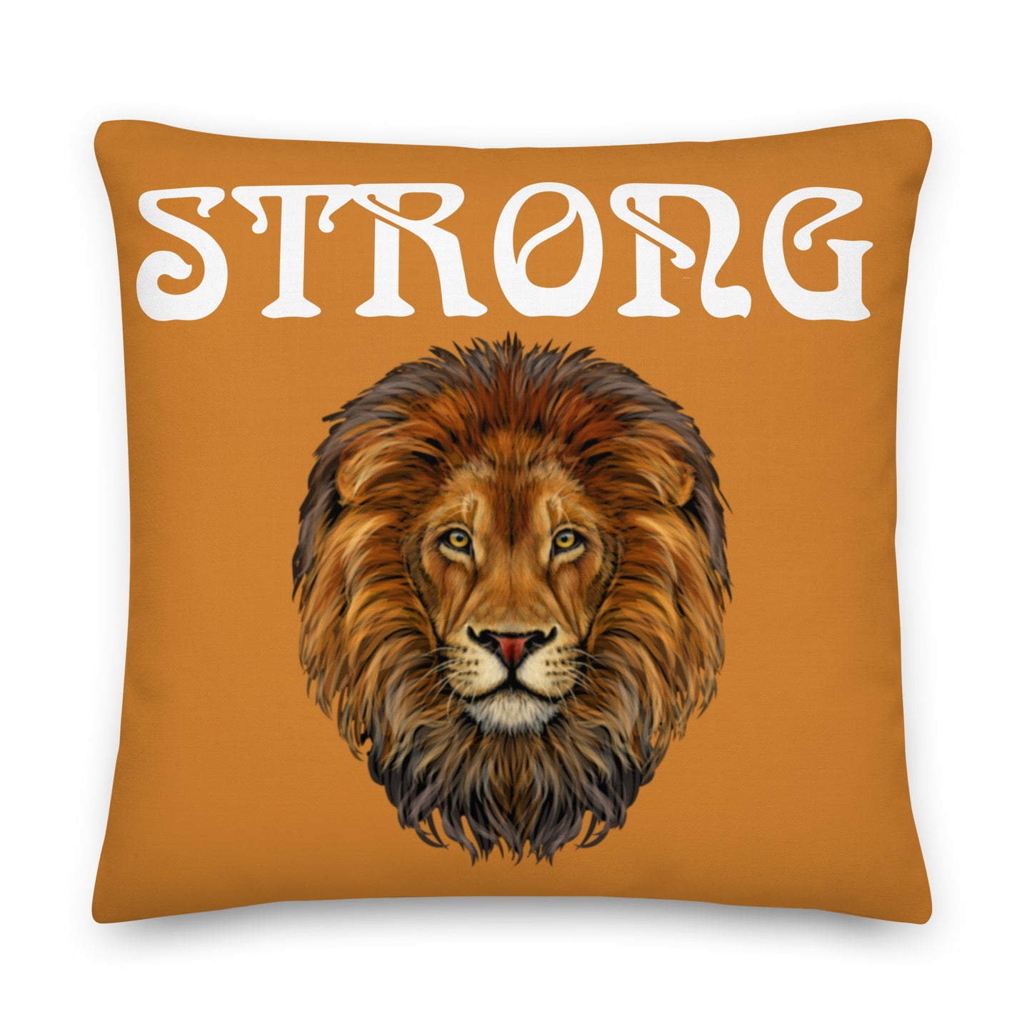 “STRONG”Bronze Premium Pillow W/White Font