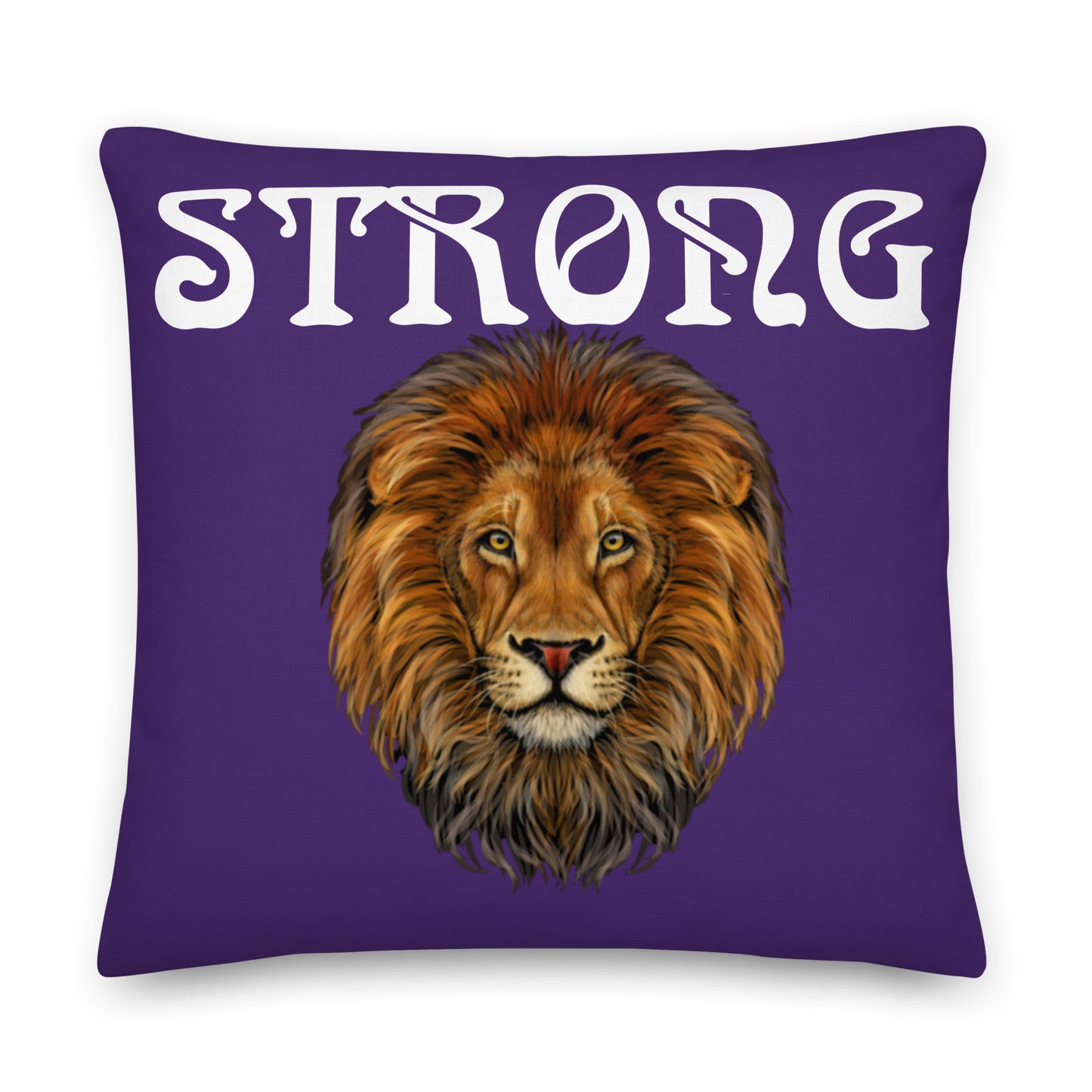 “STRONG”Purple Premium Pillow W/White Font