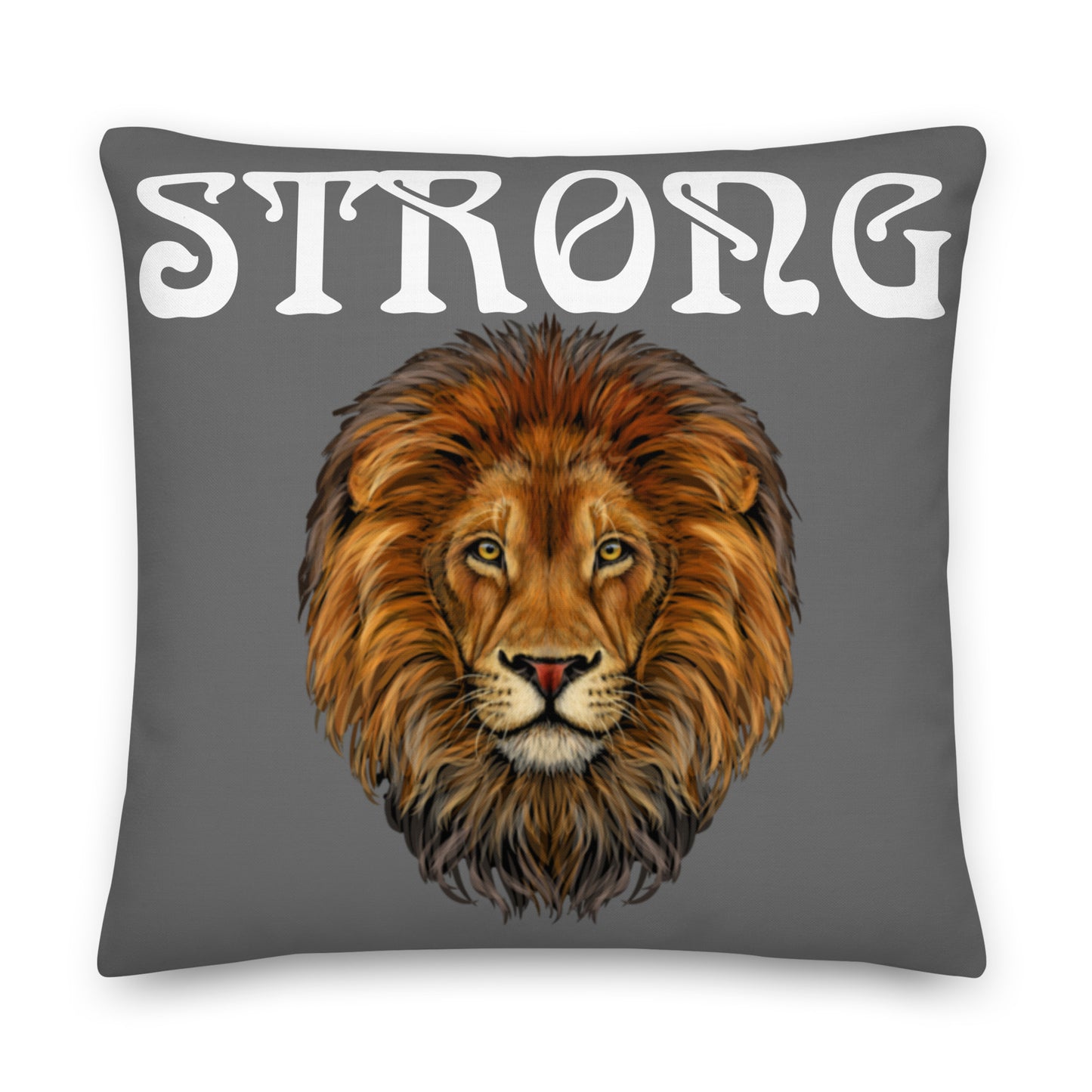 “STRONG”Grey Premium Pillow W/White Font