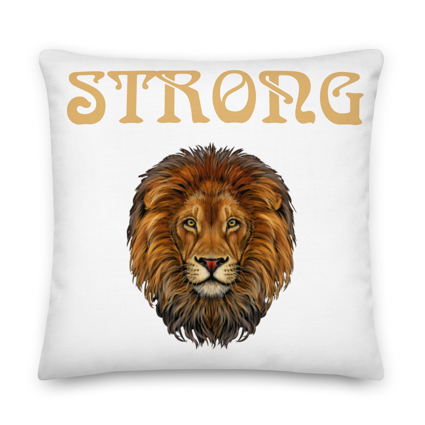 “STRONG”White Premium Pillow W/Fawn Font