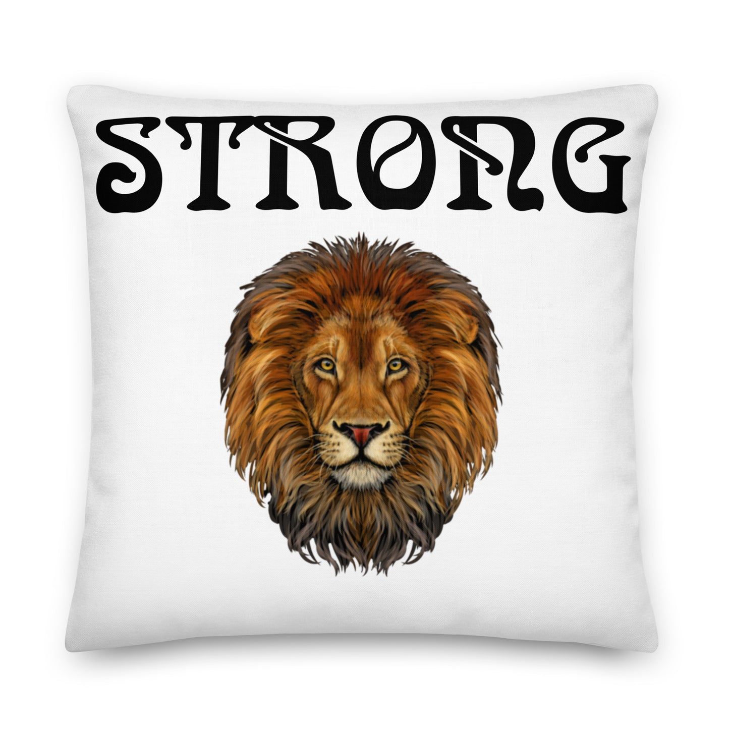 “STRONG”WHITE Premium Pillow W/Black Font