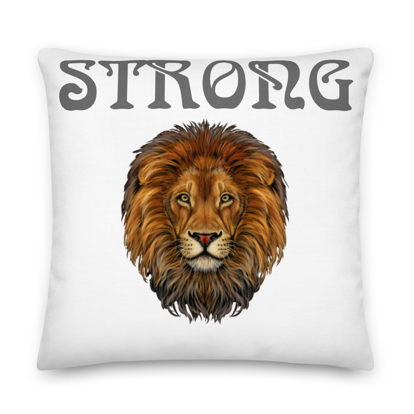 “STRONG”WHITE Premium Pillow W/Grey Font