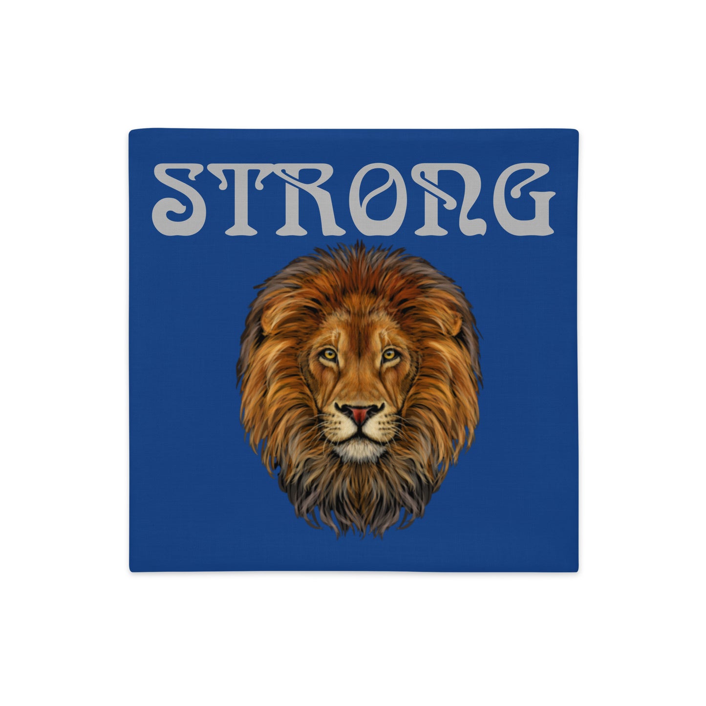 “STRONG” Blue Premium Pillow Case W/Silver Font