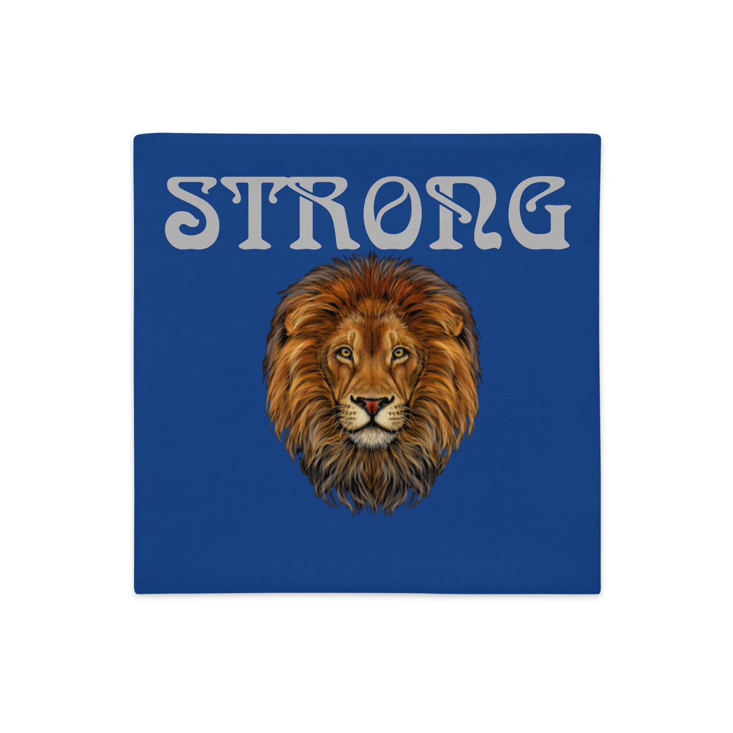 “STRONG” Blue Premium Pillow Case W/Silver Font