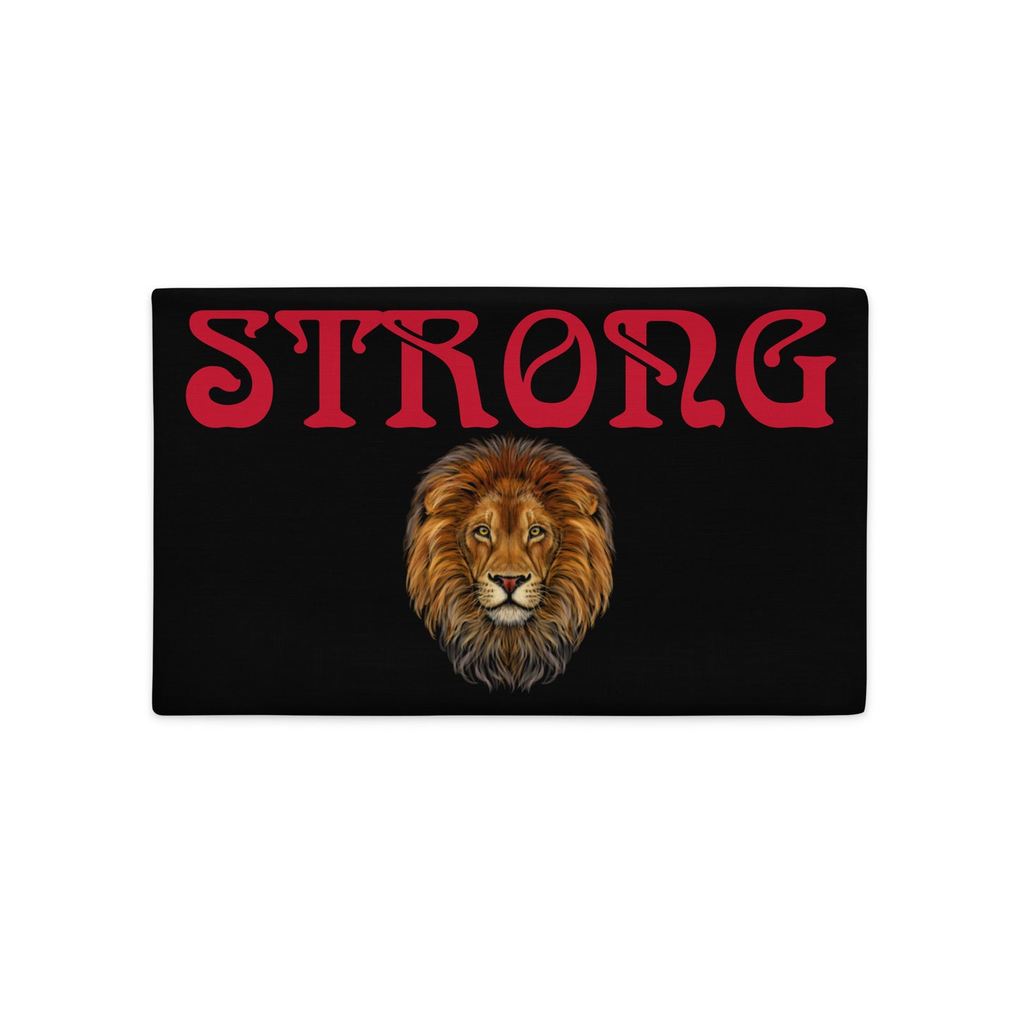 “STRONG”Black Premium Pillow Case W/Red Font