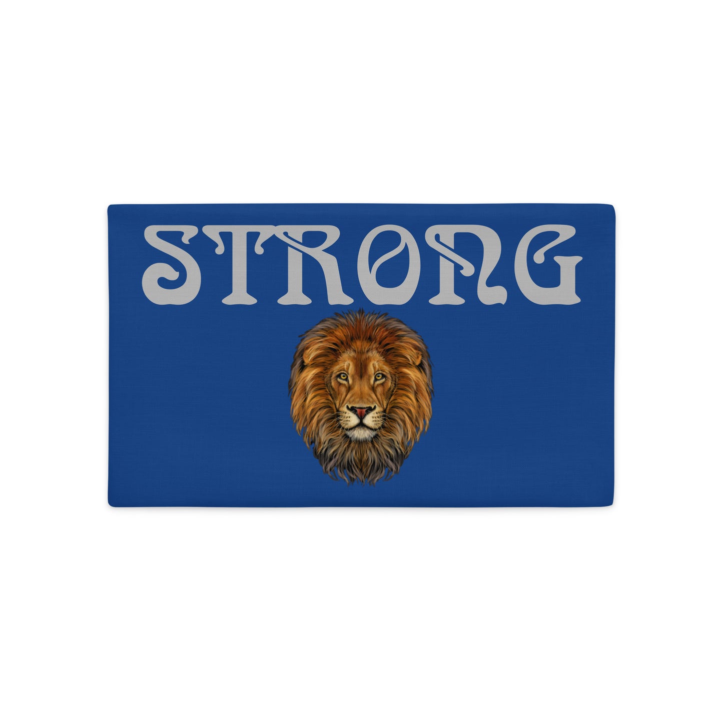 “STRONG” Blue Premium Pillow Case W/Silver Font