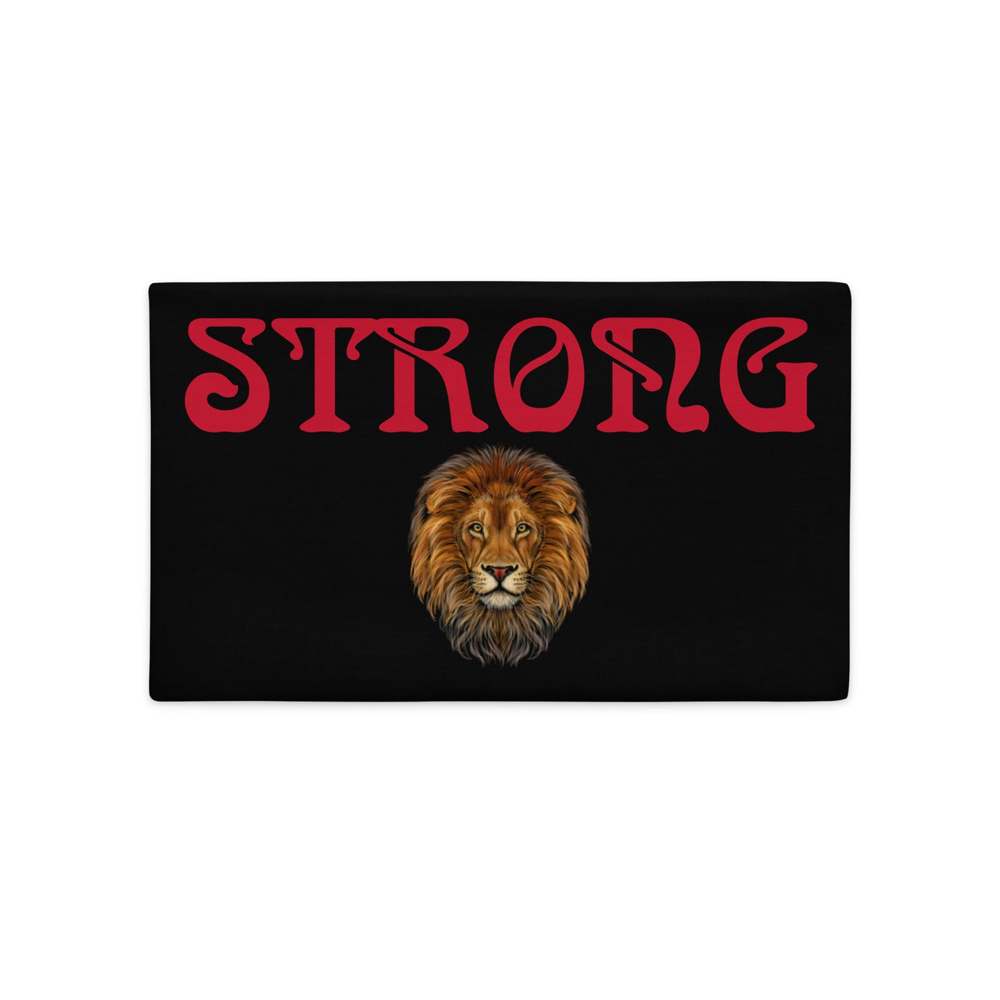 “STRONG”Black Premium Pillow Case W/Red Font