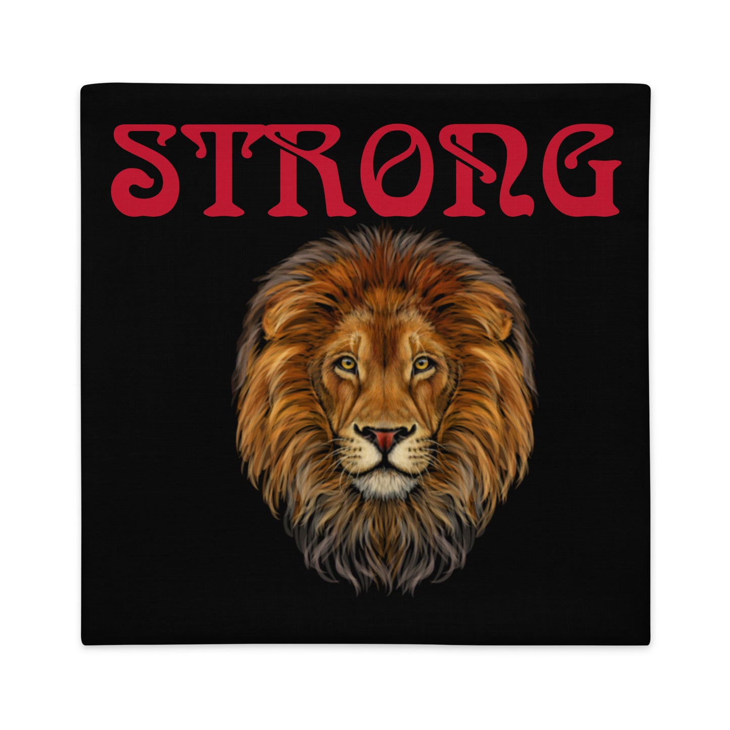“STRONG”Black Premium Pillow Case W/Red Font