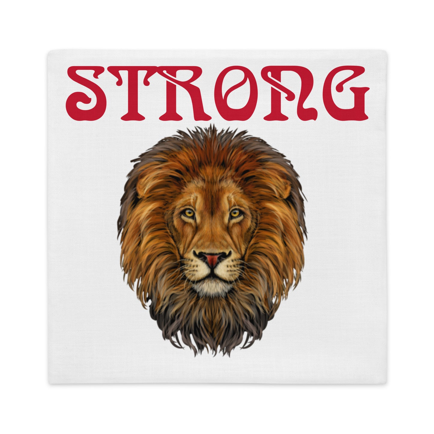 “STRONG”White Premium Pillow Case W/Red Font