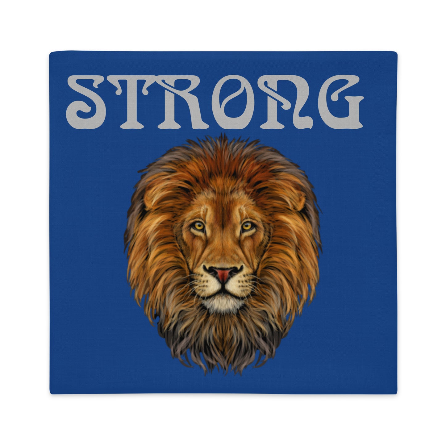 “STRONG” Blue Premium Pillow Case W/Silver Font