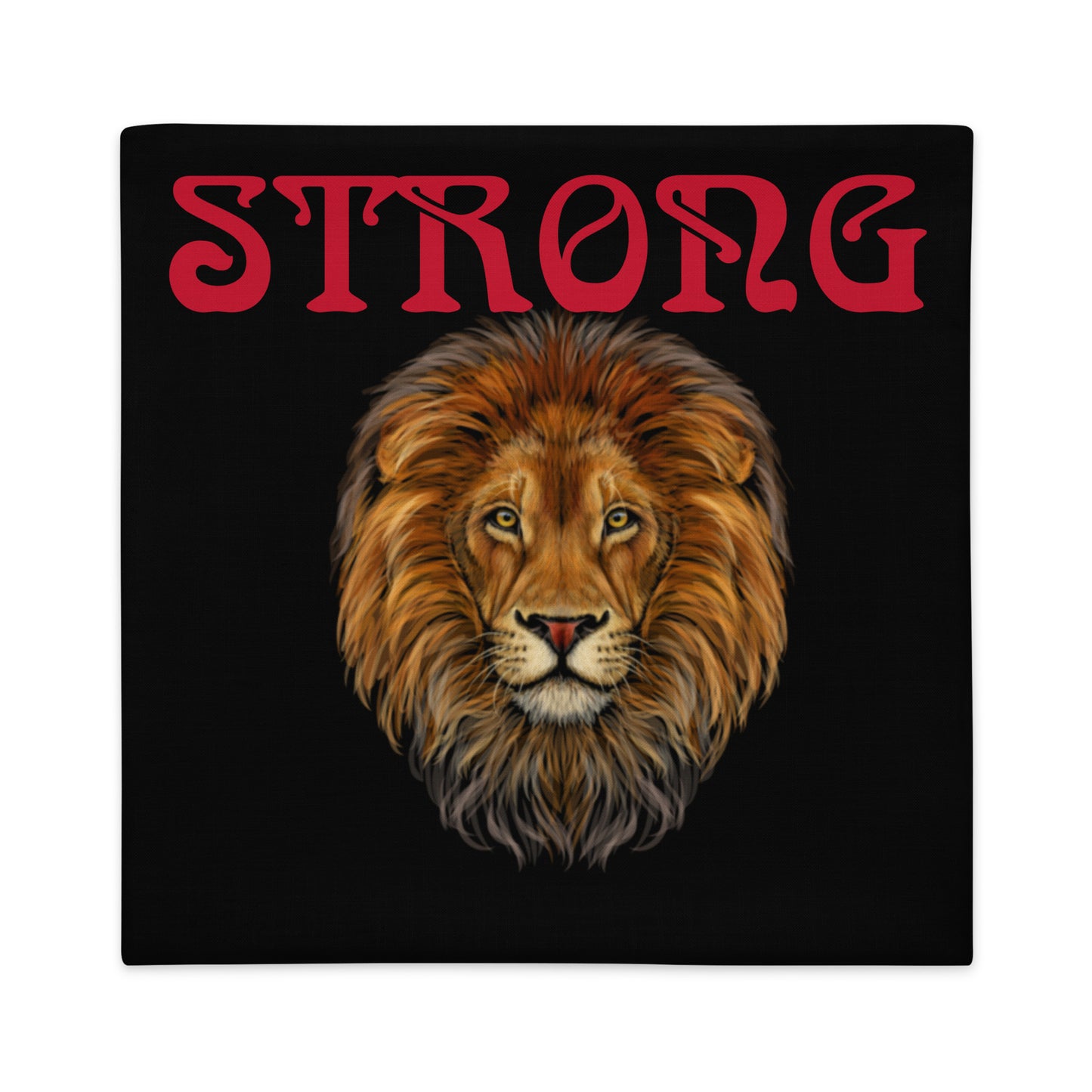 “STRONG”Black Premium Pillow Case W/Red Font