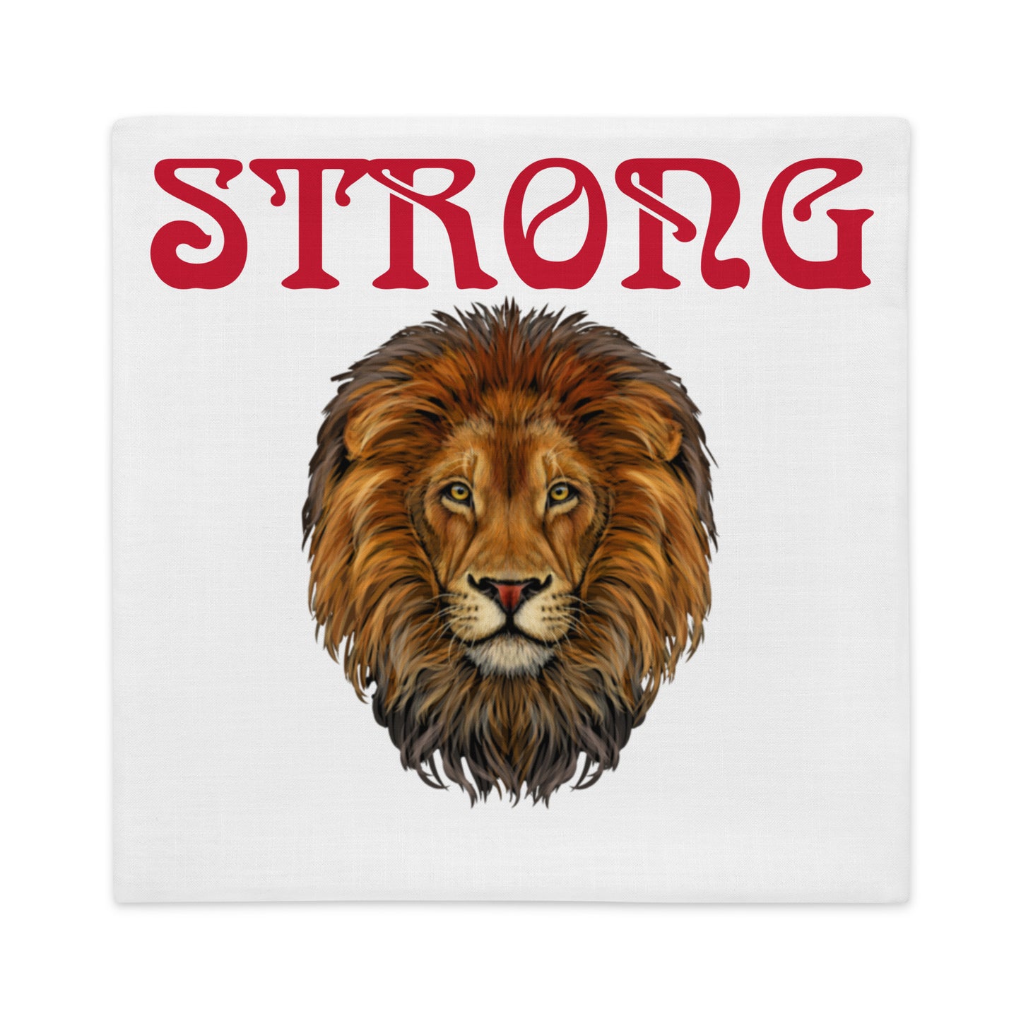 “STRONG”White Premium Pillow Case W/Red Font