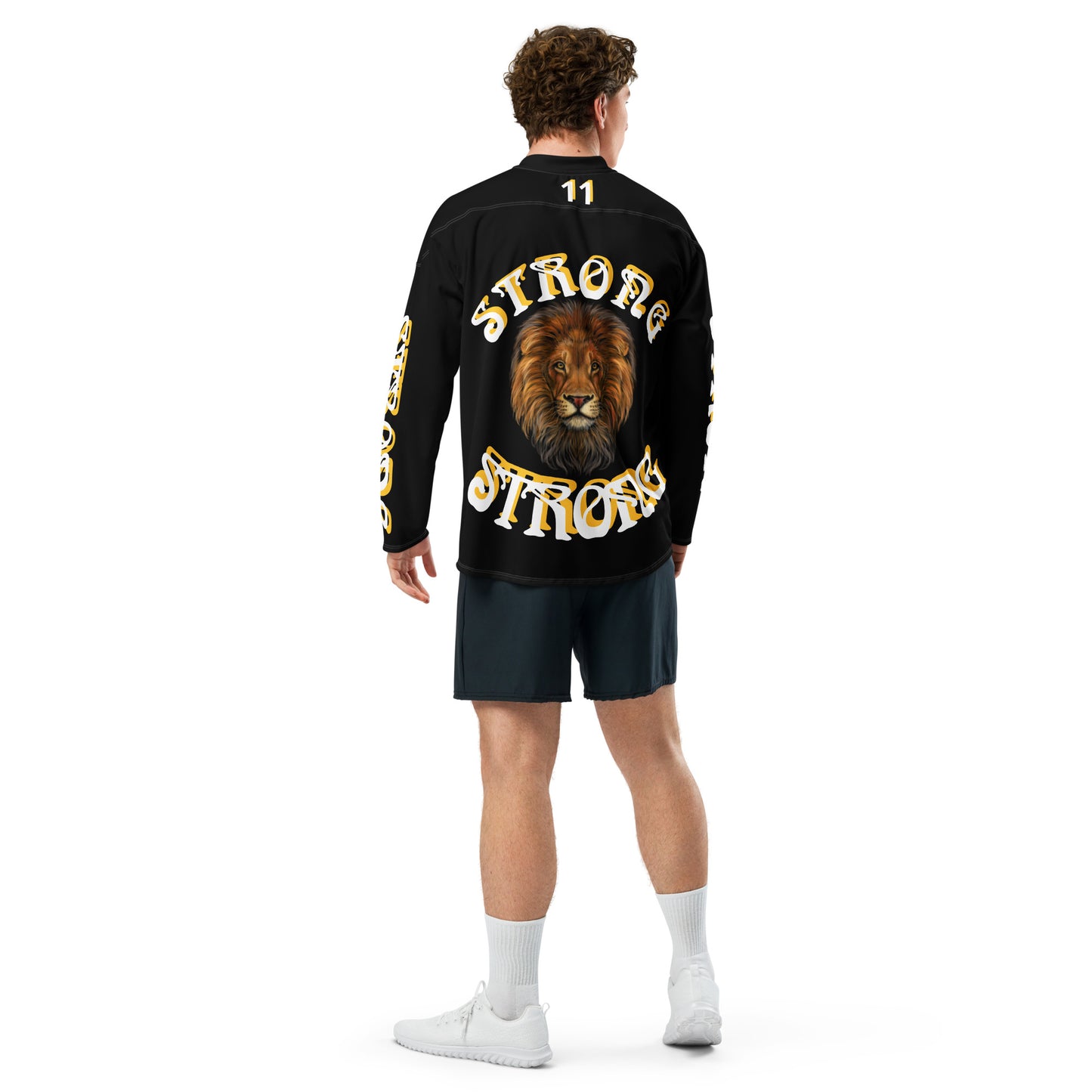 “STRONG”#11 Black Unisex Hockey Fan Jersey W/Shadow Yellow & White Font