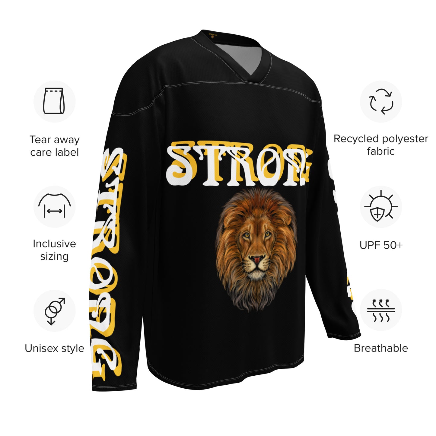 “STRONG”#11 Black Unisex Hockey Fan Jersey W/Shadow Yellow & White Font