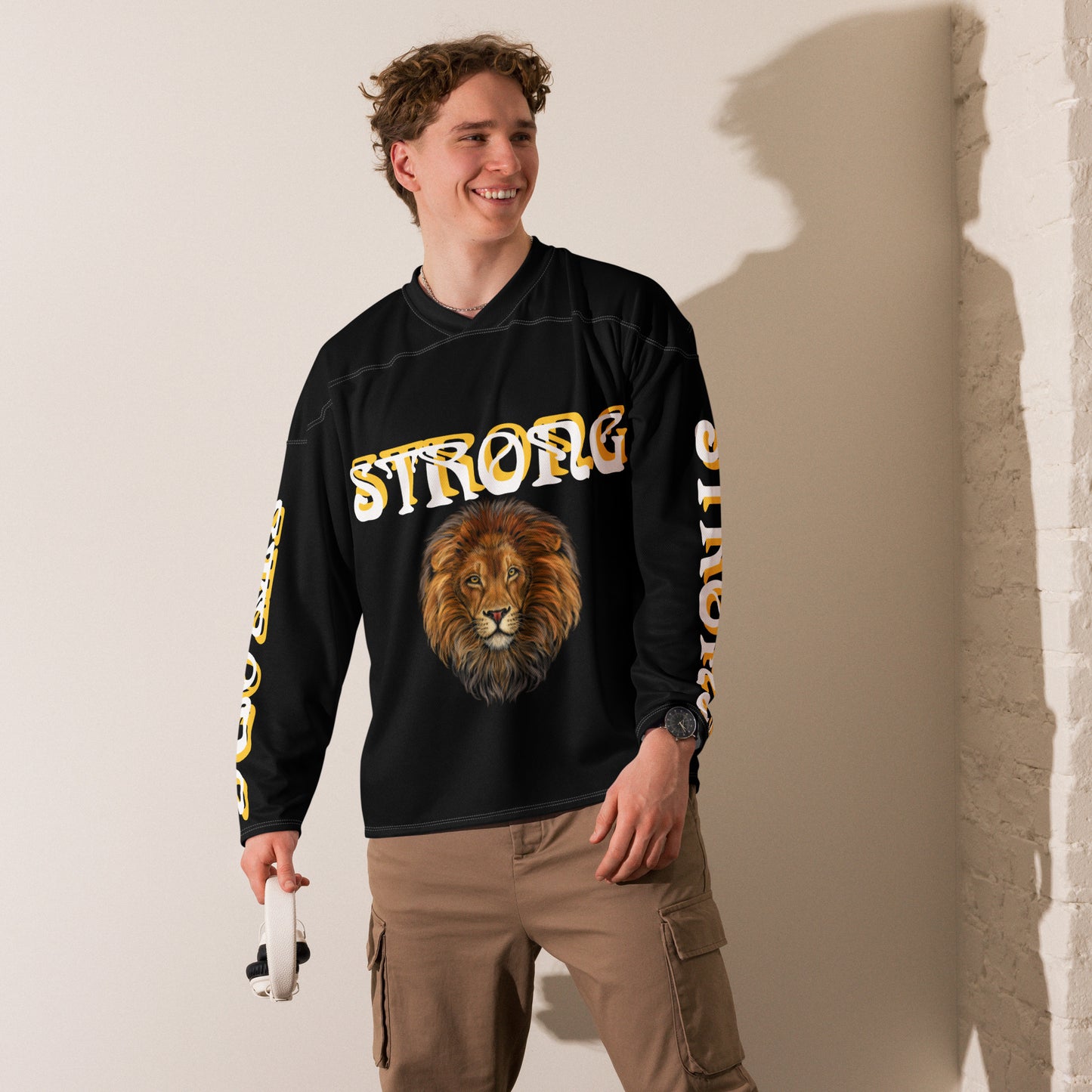 “STRONG”#11 Black Unisex Hockey Fan Jersey W/Shadow Yellow & White Font