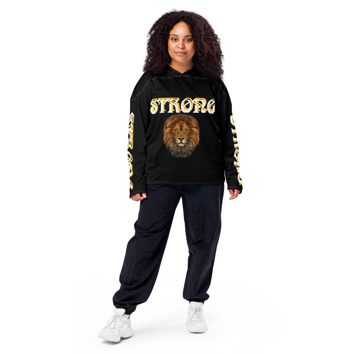 “STRONG”#11 Black Unisex Hockey Fan Jersey W/Shadow Yellow & White Font