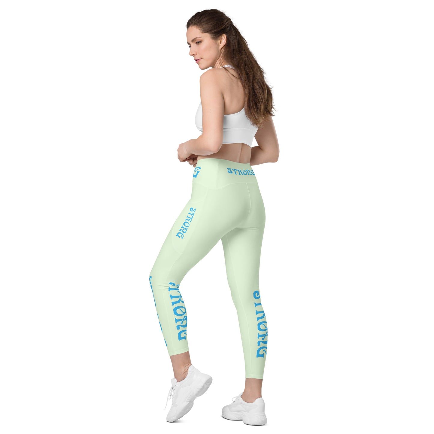“STRONG” Panache Leggings W/Pockets & SkyBlue Font