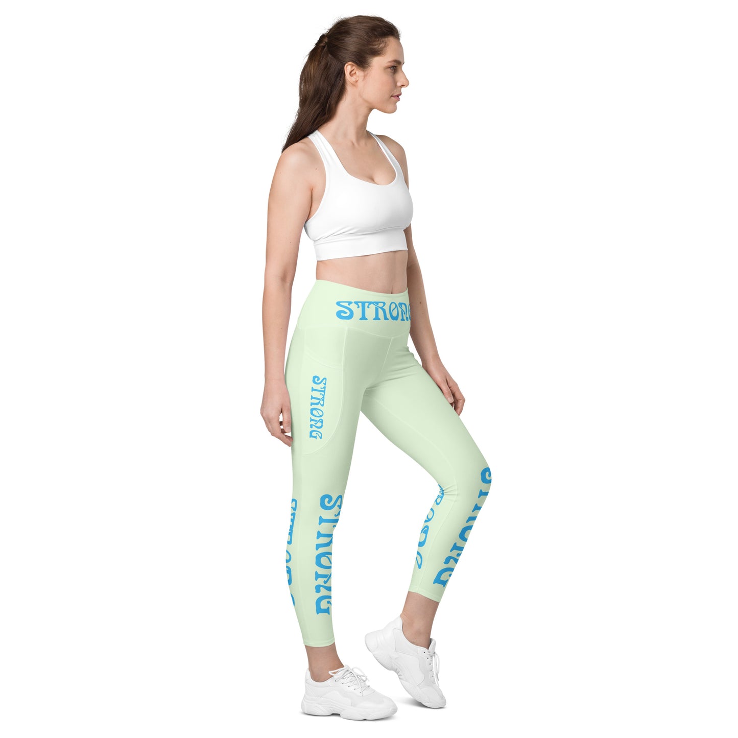 “STRONG” Panache Leggings W/Pockets & SkyBlue Font