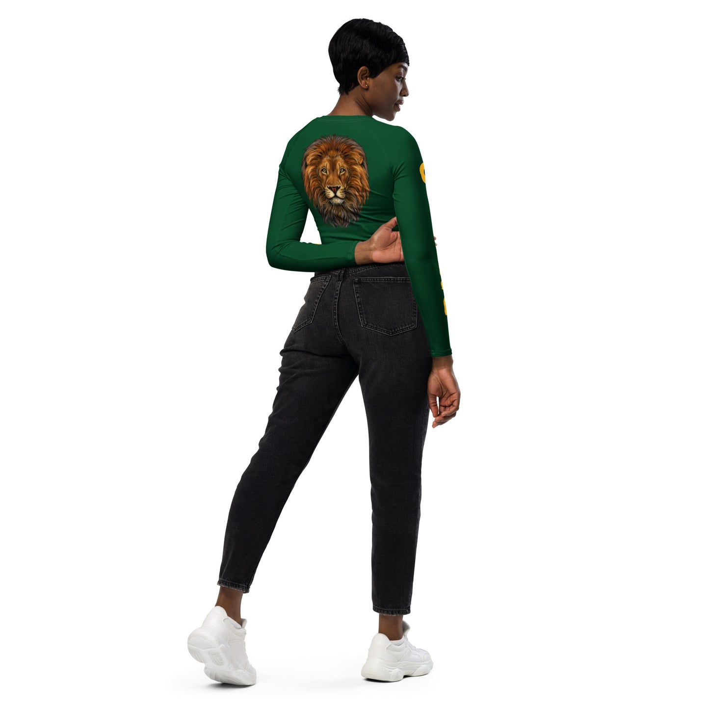 “STRONG” Green Long-Sleeve Crop Top W/Yellow Font