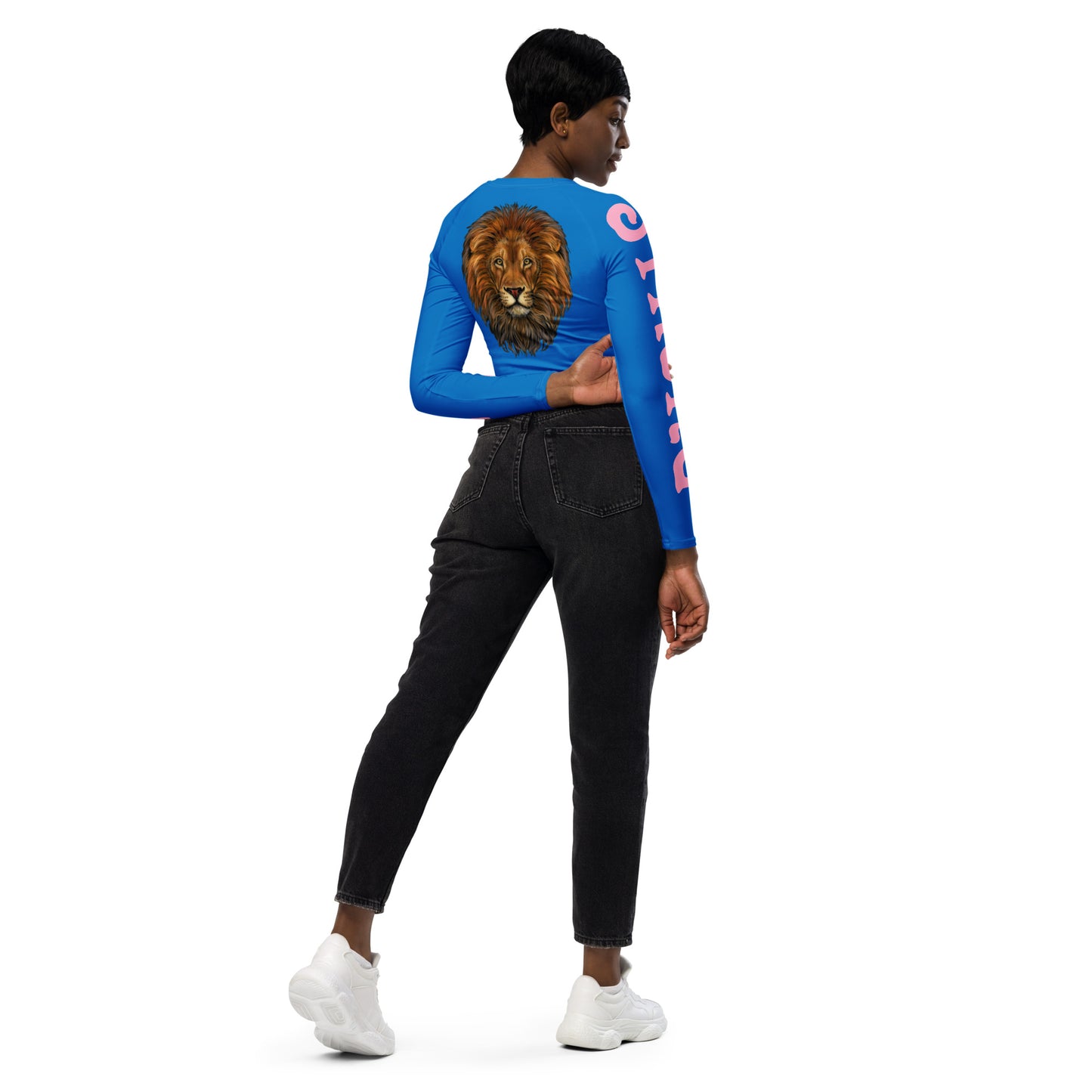 “STRONG” SkyBlue Long-Sleeve Crop Top W/Cotton Candy Font