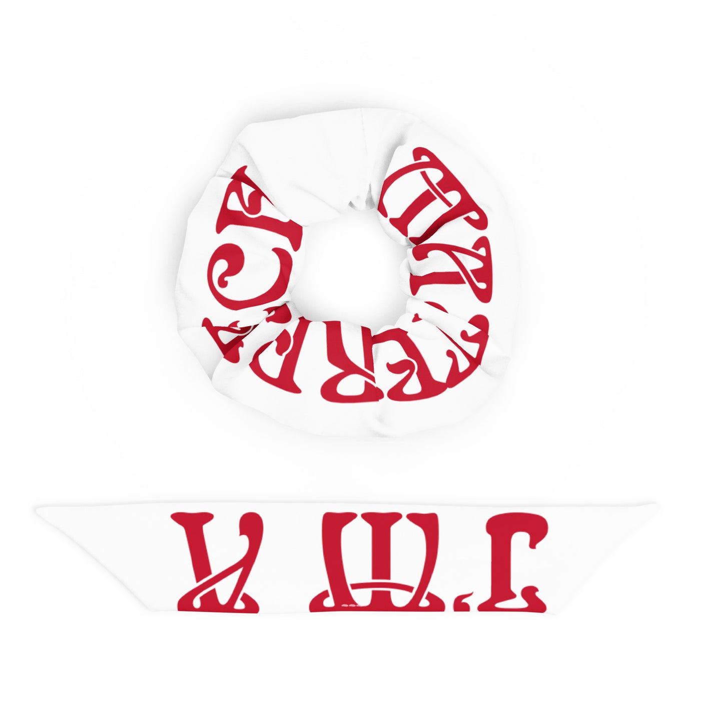 “I’AM A MASTERPIECE!”White Recycled Scrunchie W/Red Font