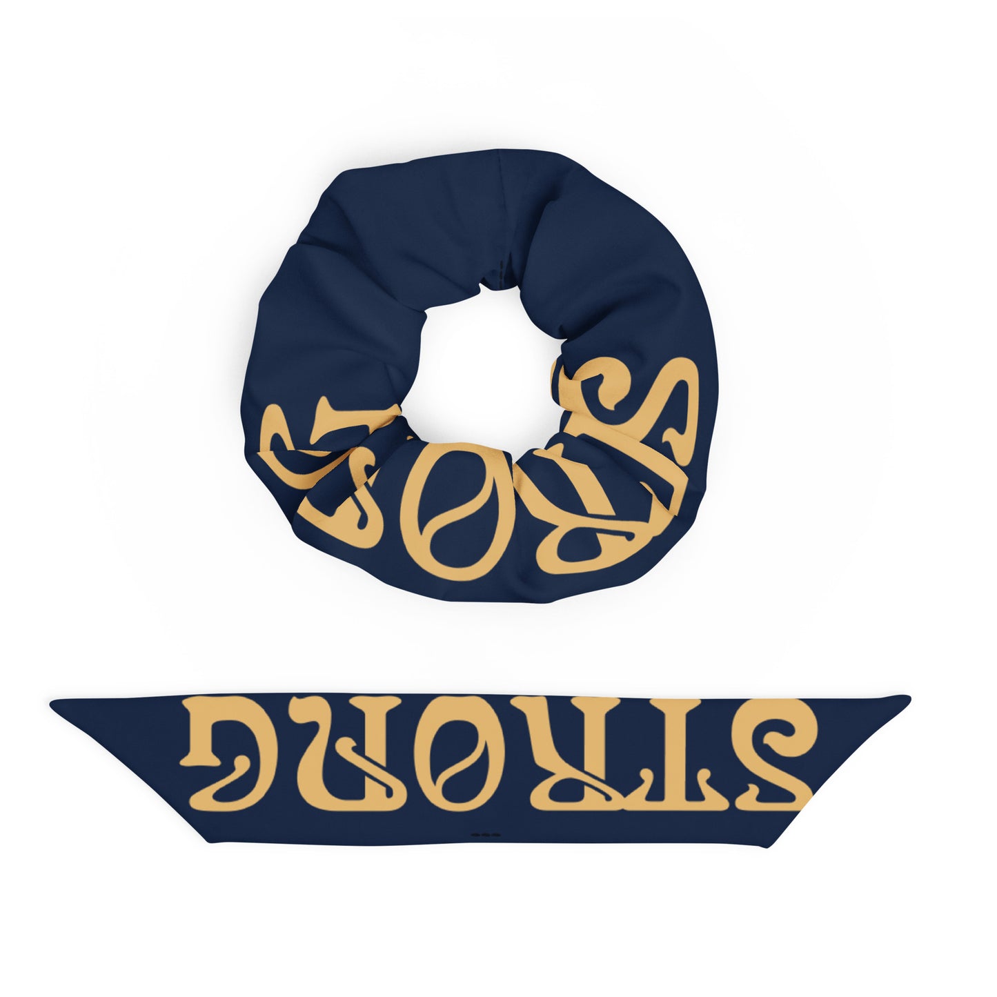 “STRONG”Navy Recycled Scrunchie W/Fawn Font