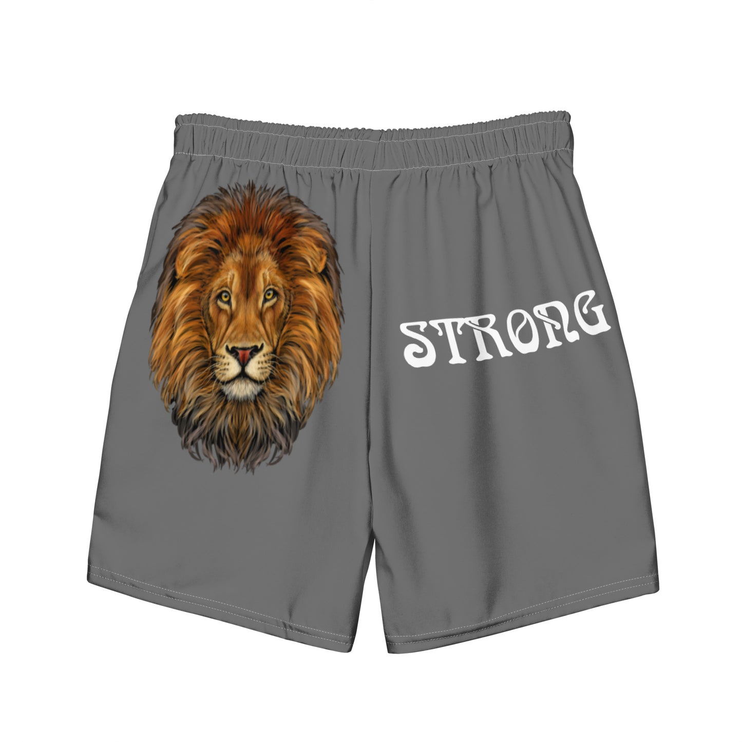 “STRONG”Grey Men's Swim Trunks W/White Font