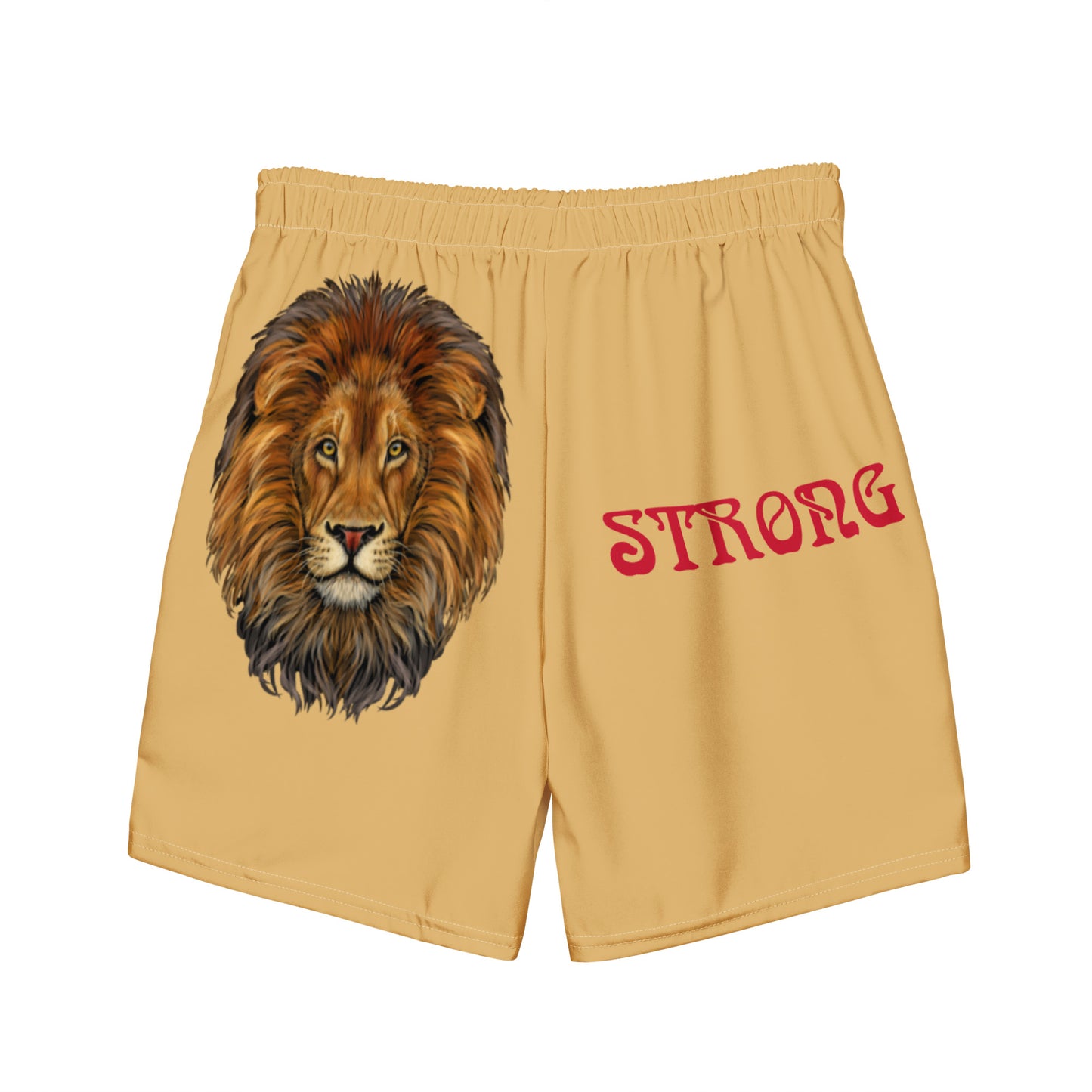 “STRONG” Fawn Men's Swim Trunks W/Red Font