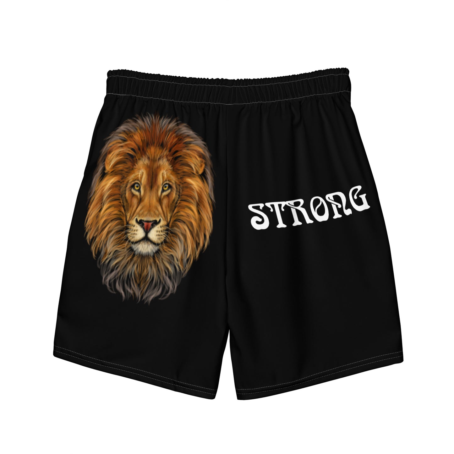 “STRONG” Black Men's Swim Trunks W/White Font