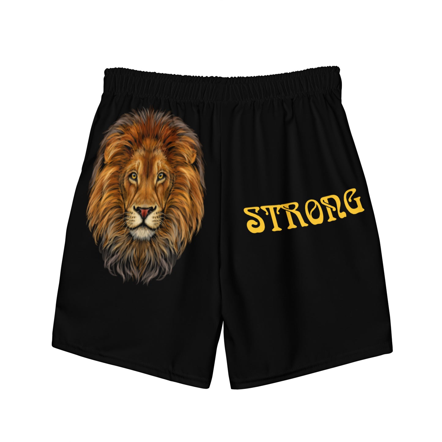 “STRONG” Black Men's Swim Trunks W/Yellow Font