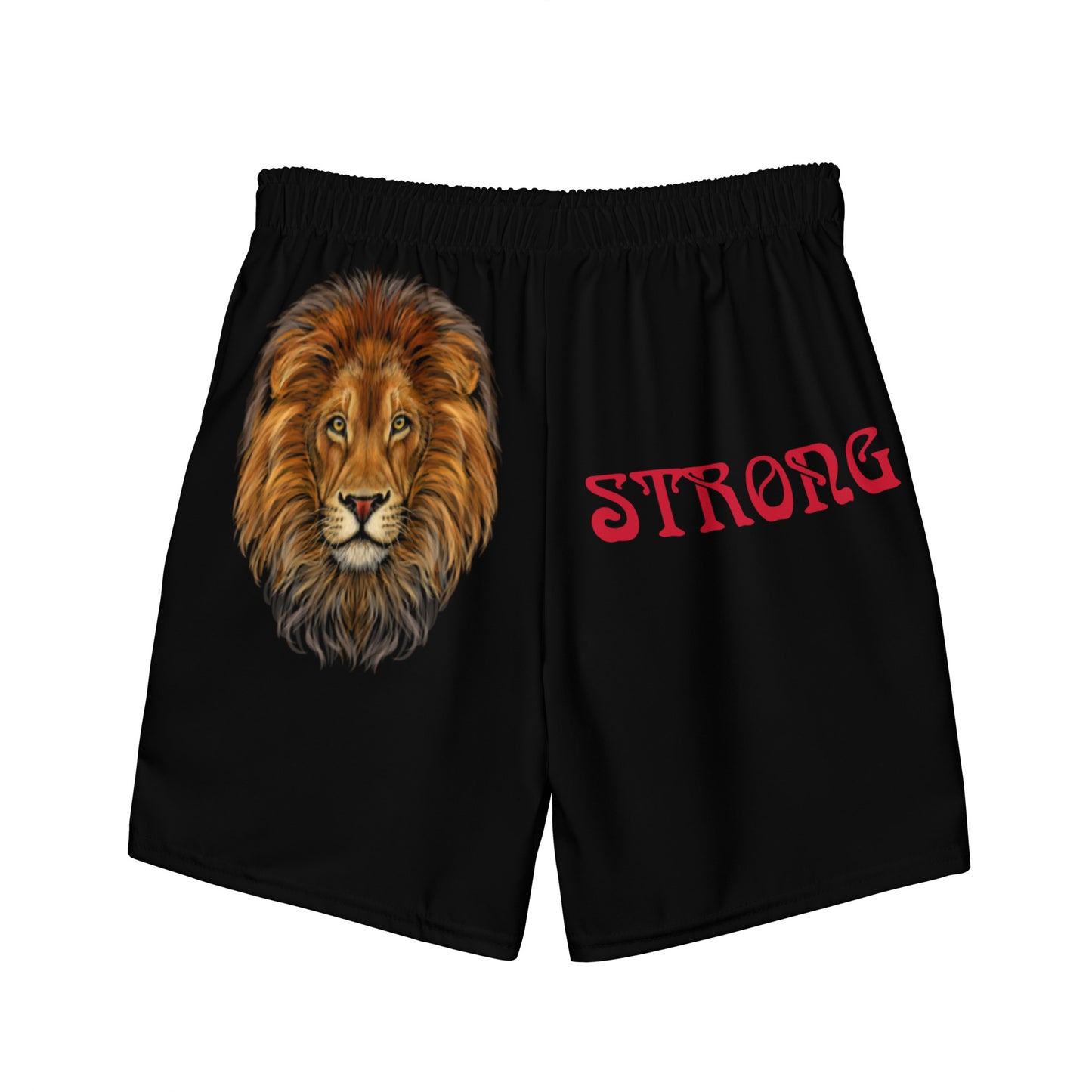 “STRONG”Black Men's Swim Trunks W/Red Font